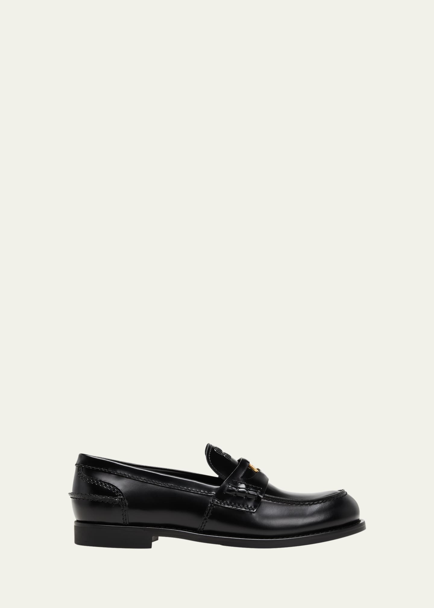 Miu Miu Leather Penny Loafers - Bergdorf Goodman