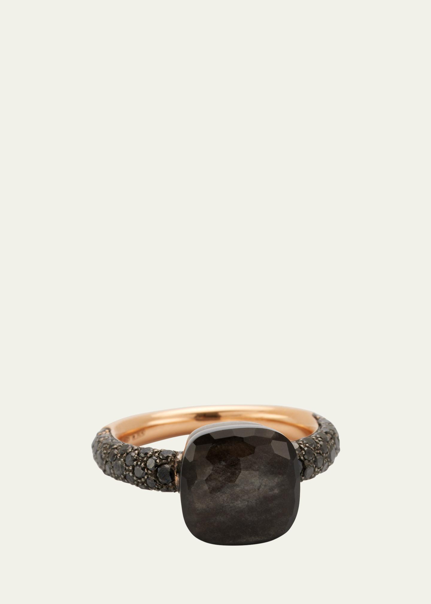 【超美品】Pomellato Nudo リング 黒曜石 ブラックダイヤモンド Pomellato NUDO 18k Rose Gold/Titanium Obsidian & Black Diamond