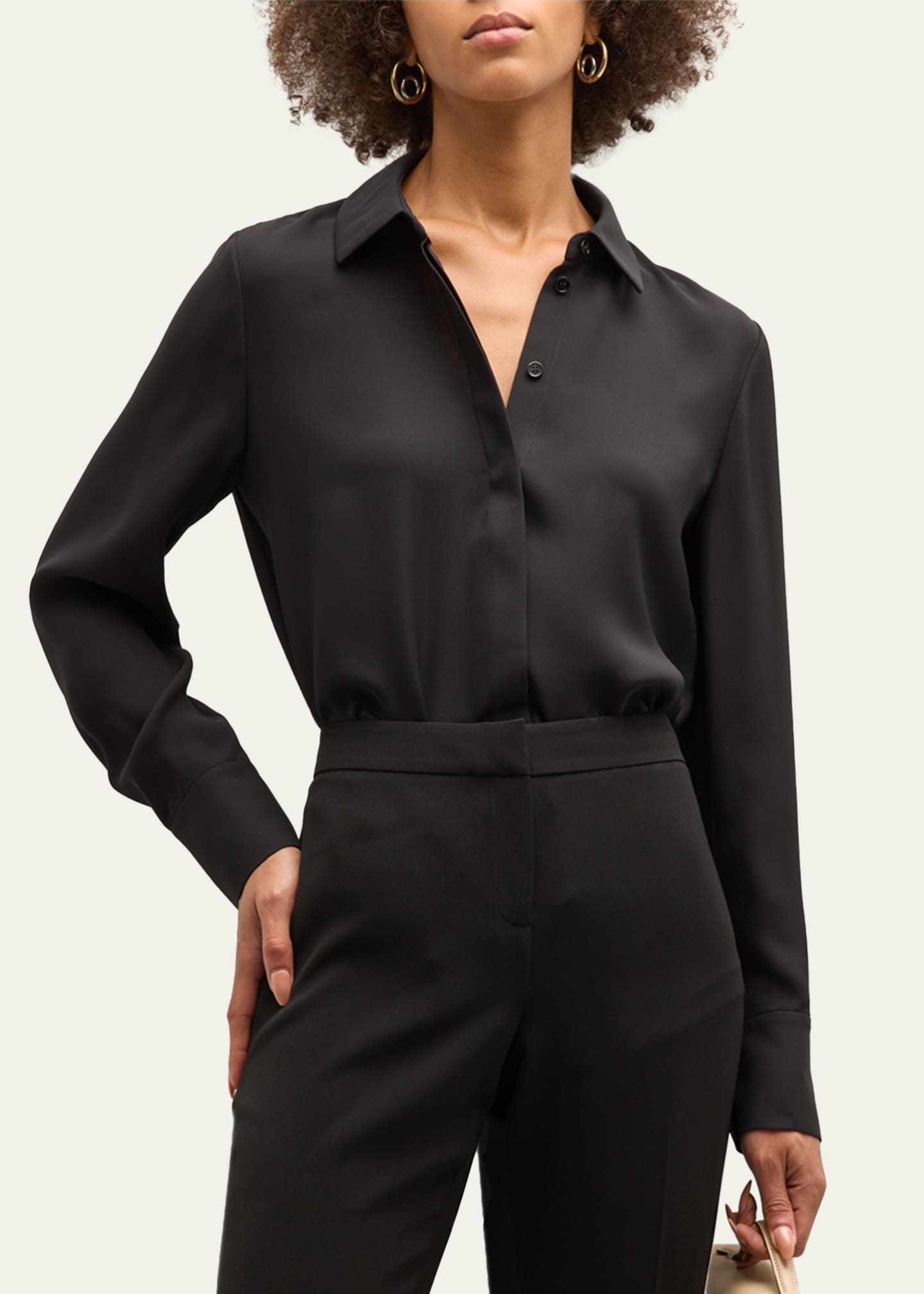 Lafayette 148 New York Scottie Silk Button-Down Blouse Image 4 of 5