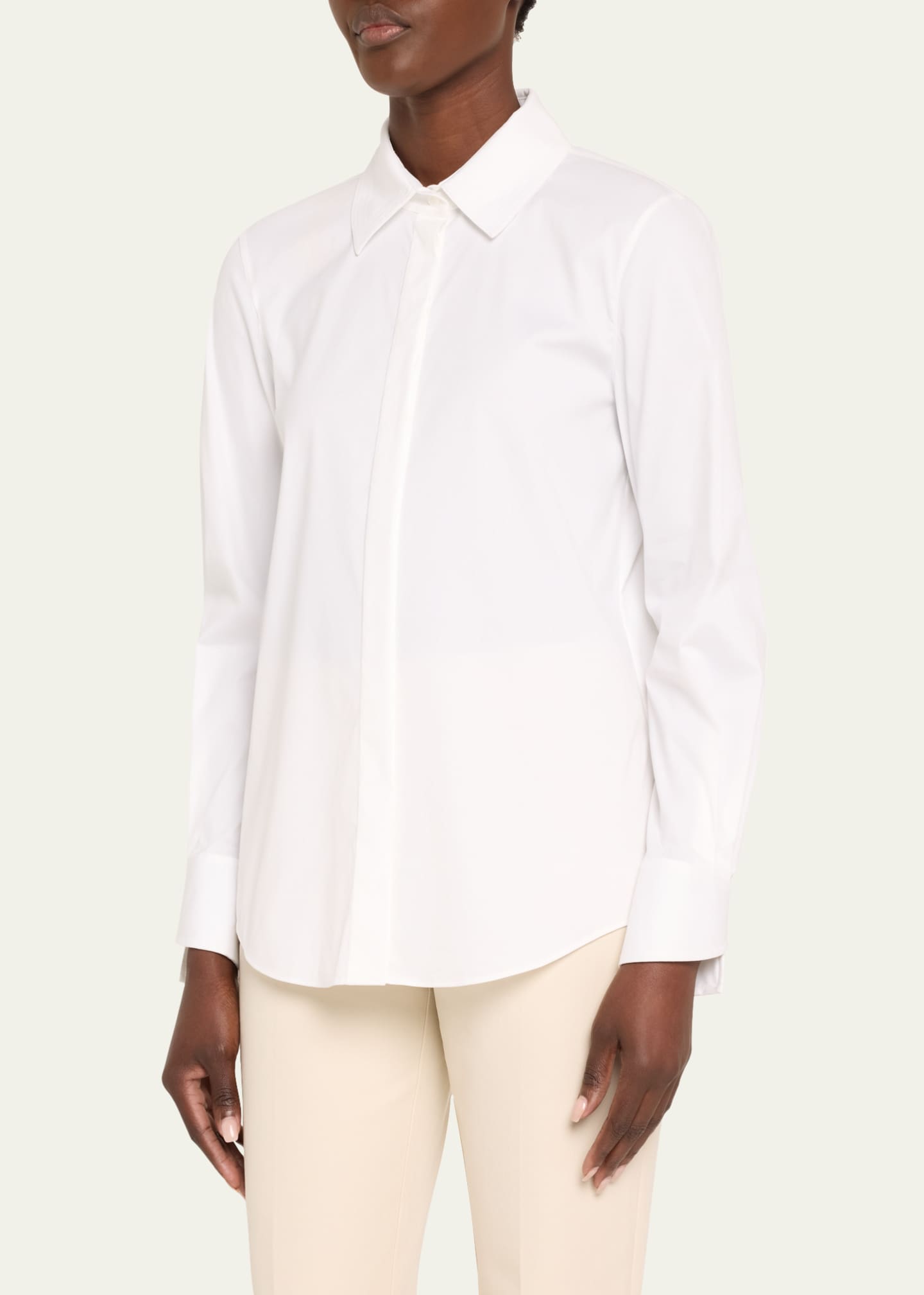 Lafayette 148 New York Wright Stretch Cotton Shirt Image 4 of 5