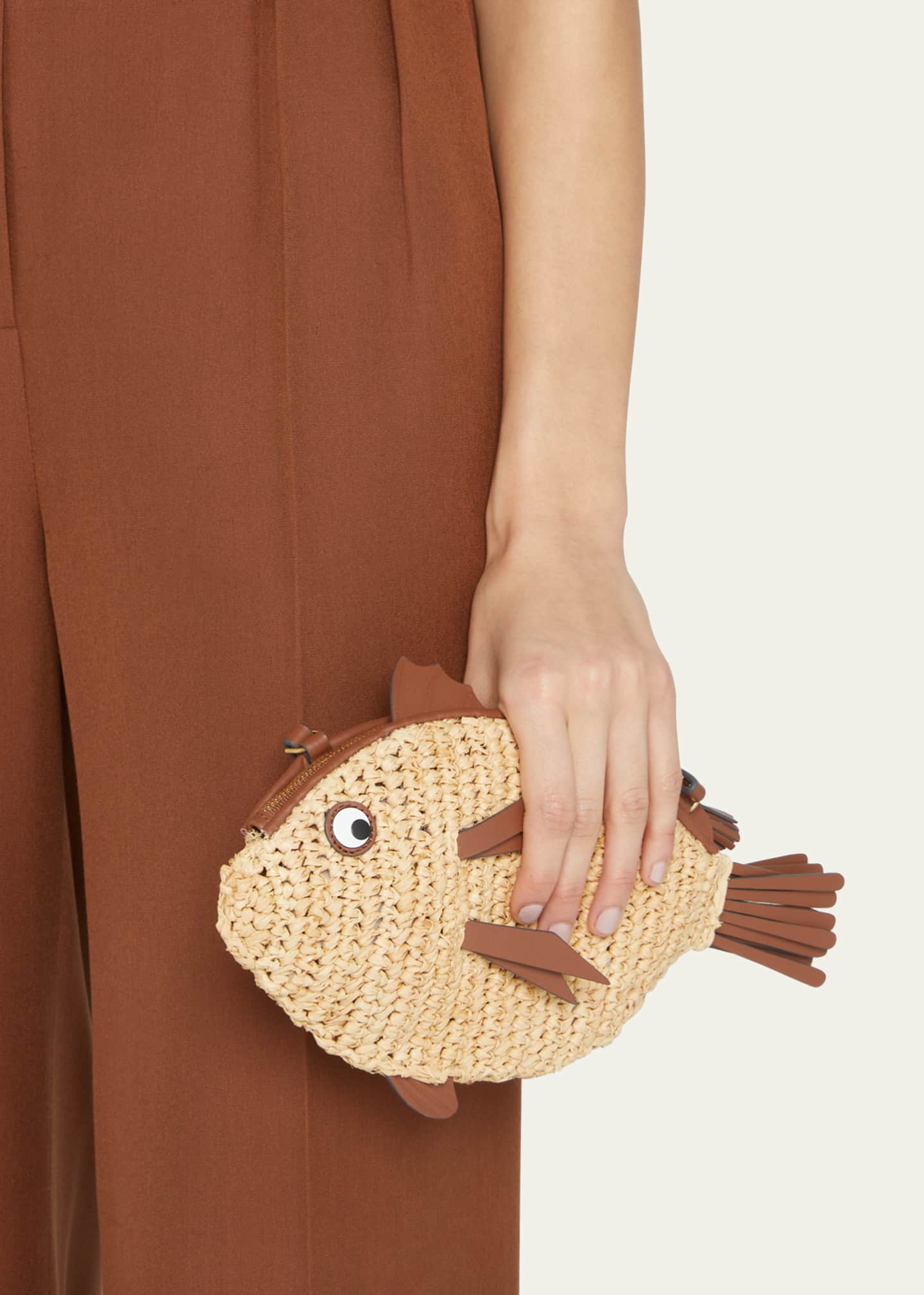 Anya Hindmarch Fish Raffia Clutch Bag Bergdorf Goodman