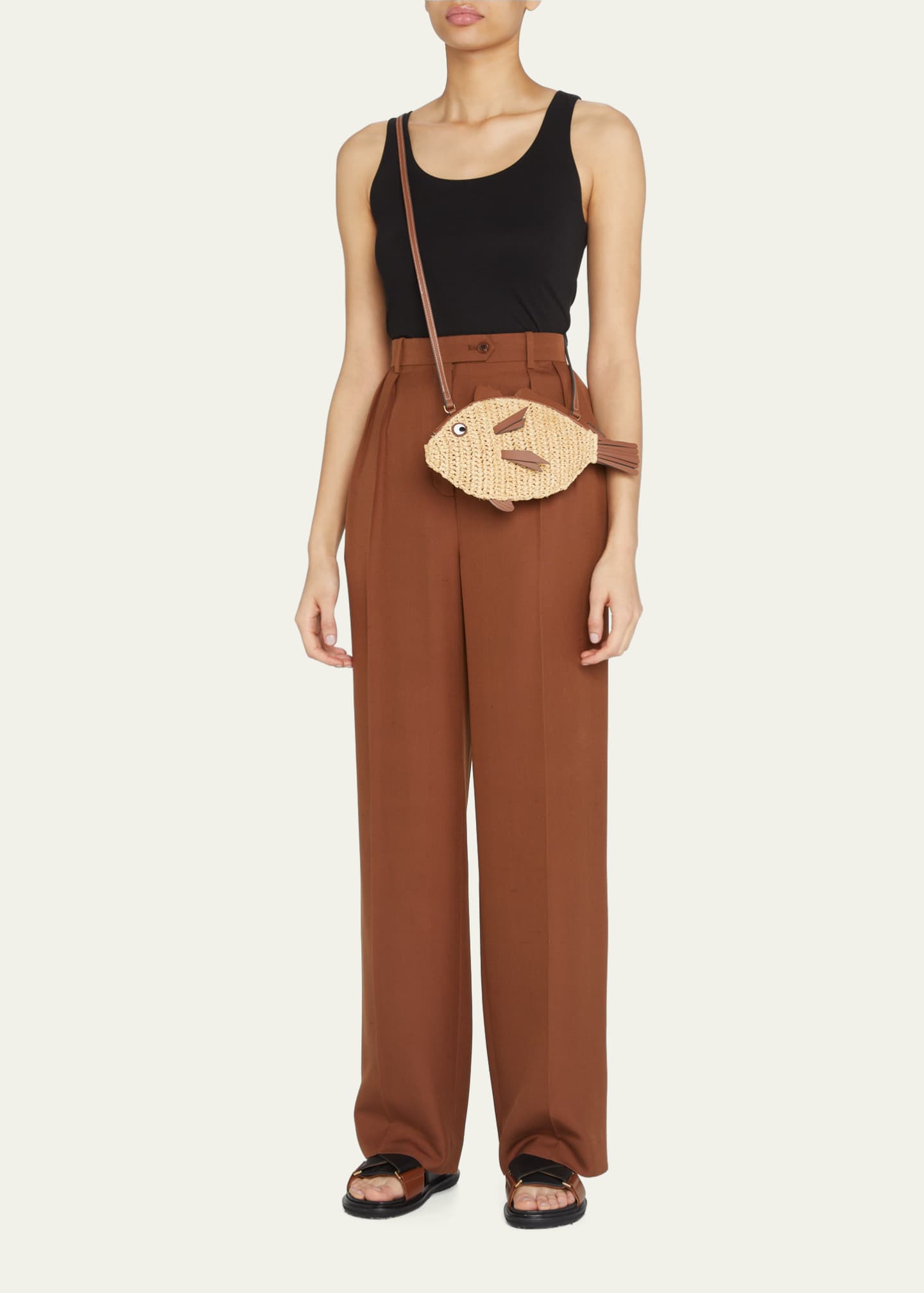 Anya Hindmarch Fish Raffia Clutch Bag Bergdorf Goodman