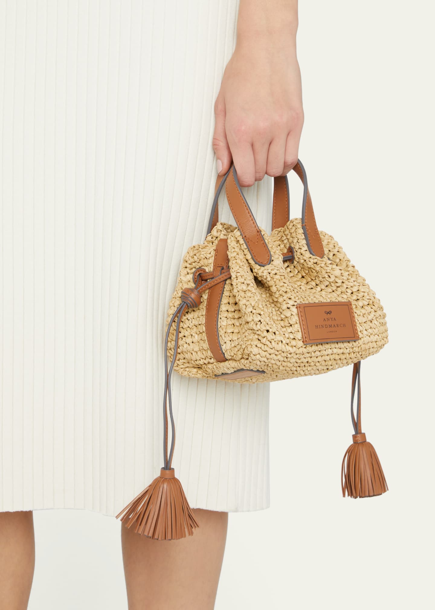 Anya Hindmarch Small Drawstring Raffia Tote