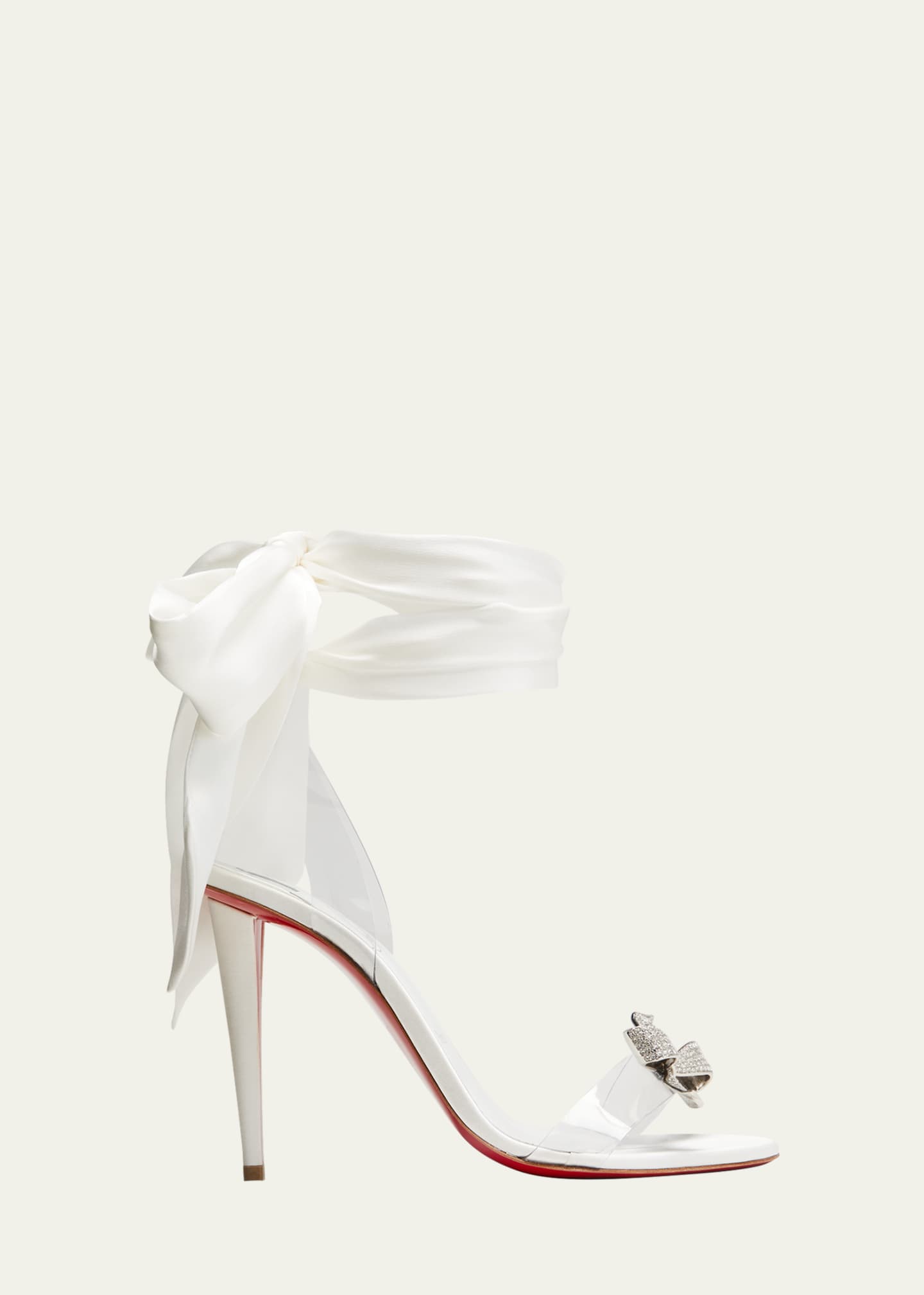 Christian Louboutin Crystal Bow SilkTie Red Sole Sandals Bergdorf Goodman