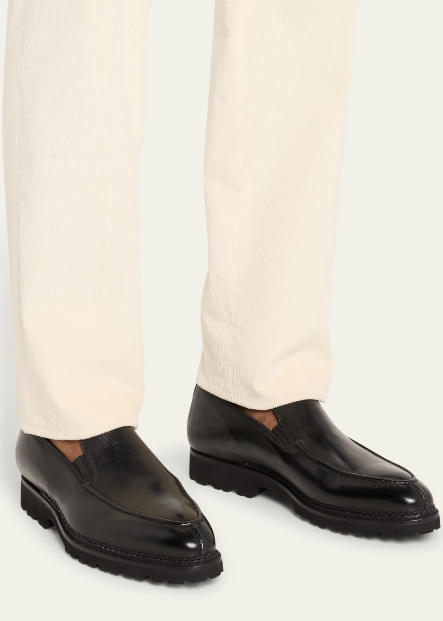 Bontoni Men's Dome Leather Lug-Sole Loafers Image 2 of 5