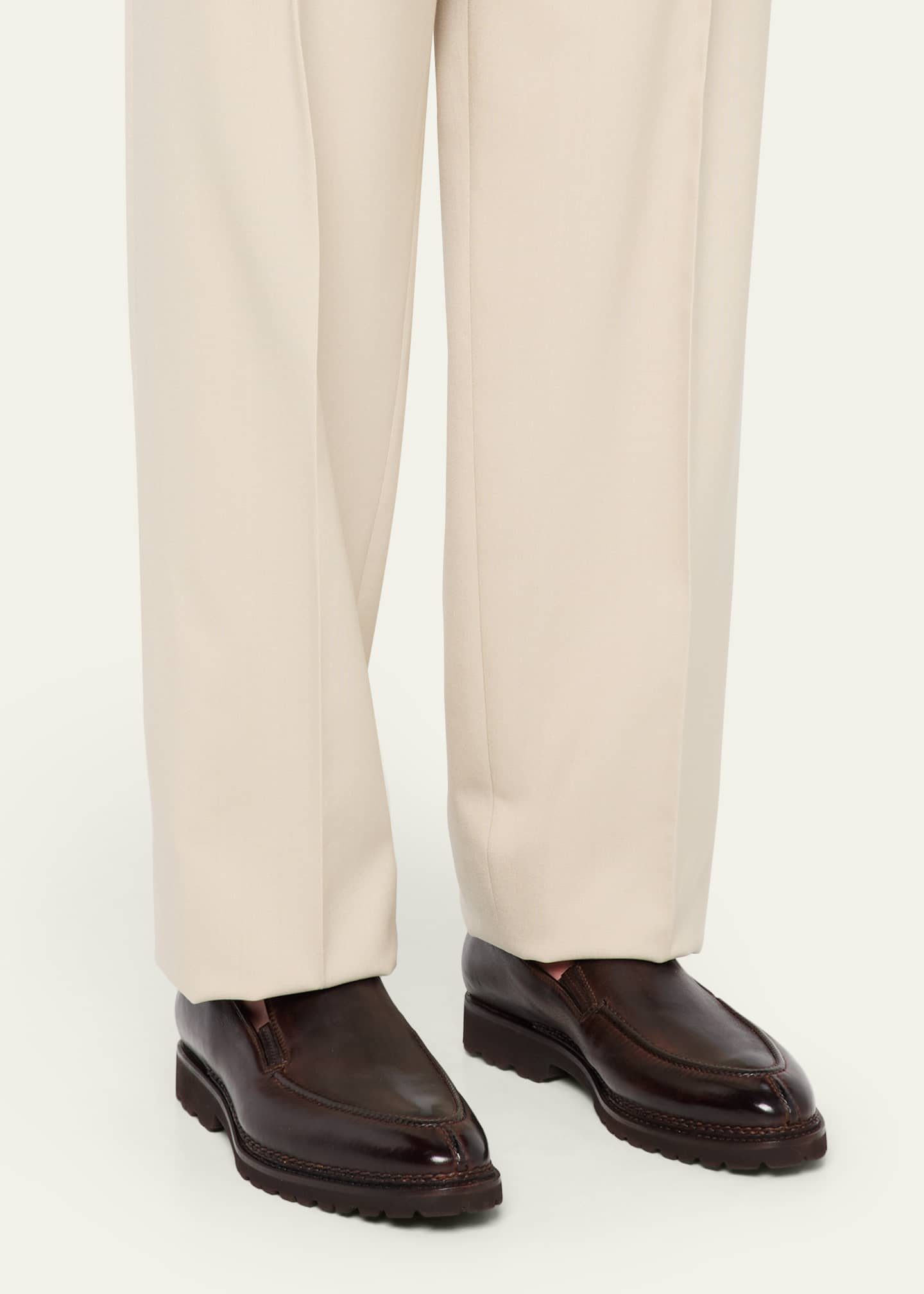 Bontoni Men's Dome Leather Lug-Sole Loafers Image 2 of 6