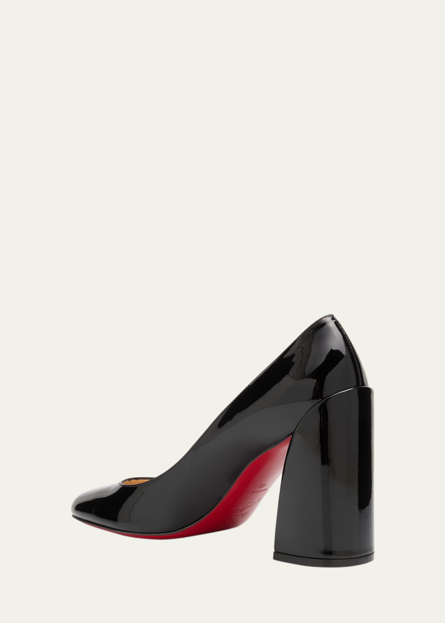 Christian Louboutin Black Patent Leather Baobab Block Heel Pumps Size 38.5 Christian  Louboutin