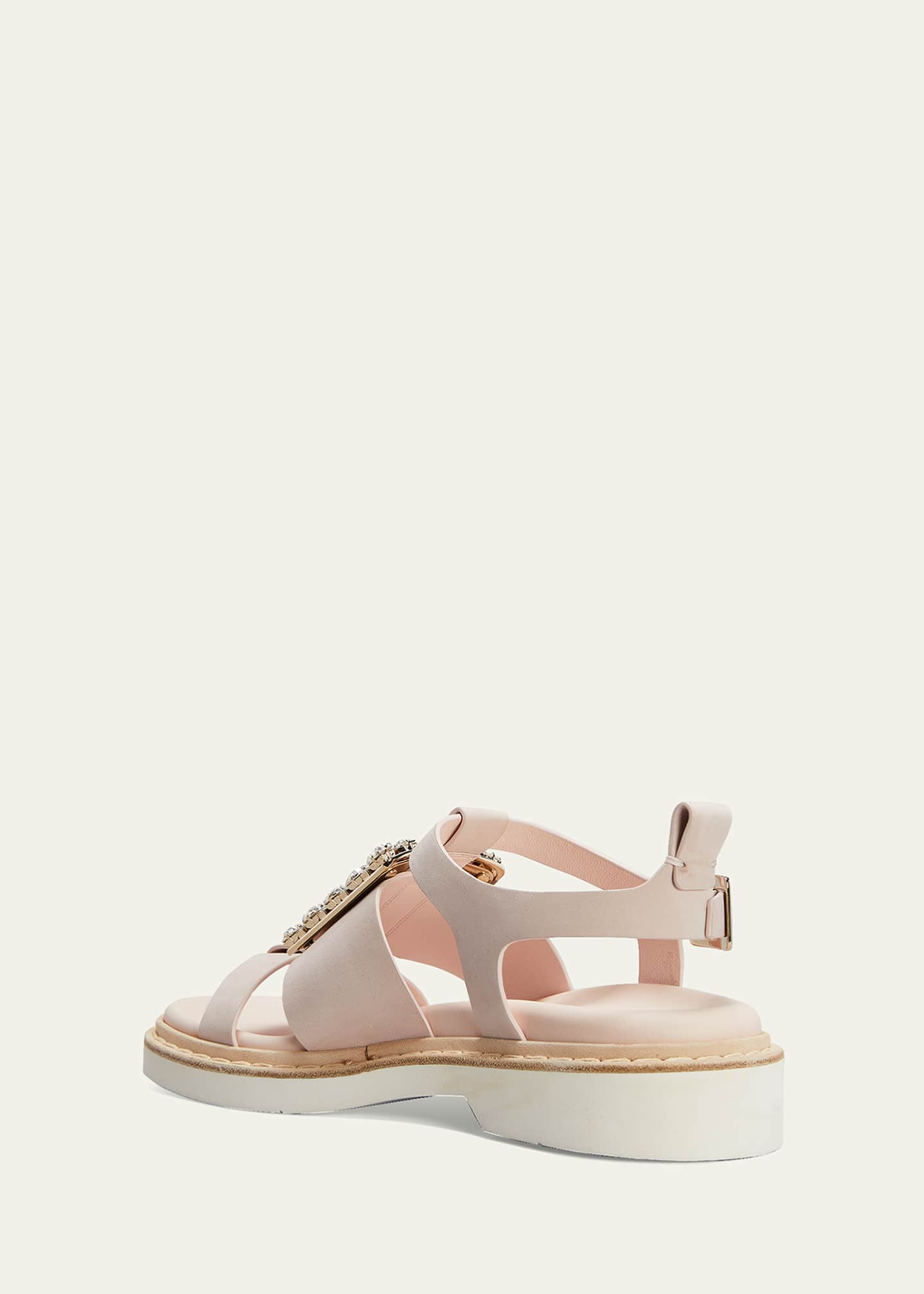 Roger Vivier Viv Rangers Strass Buckle Flat Sandals - Bergdorf Goodman