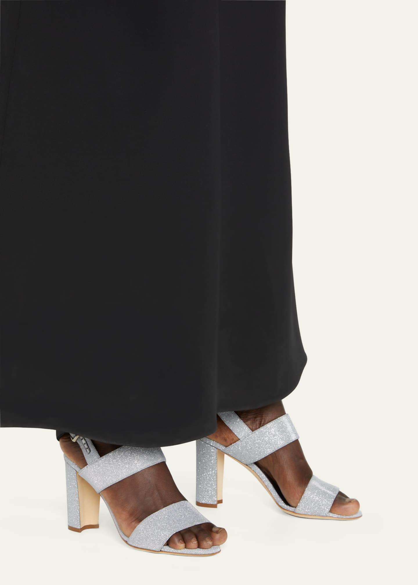 Manolo Blahnik Khan Metallic Two Band Slingback Sandals