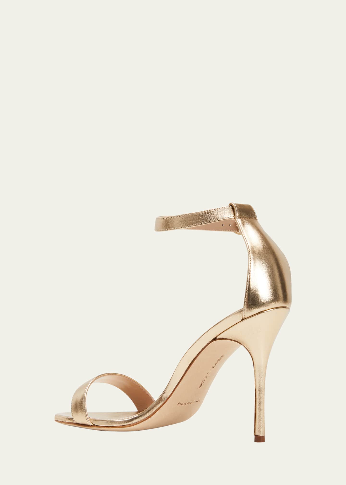 Manolo Blahnik Chaos Metallic Ankle-Strap Stiletto Sandals Image 4 of 5