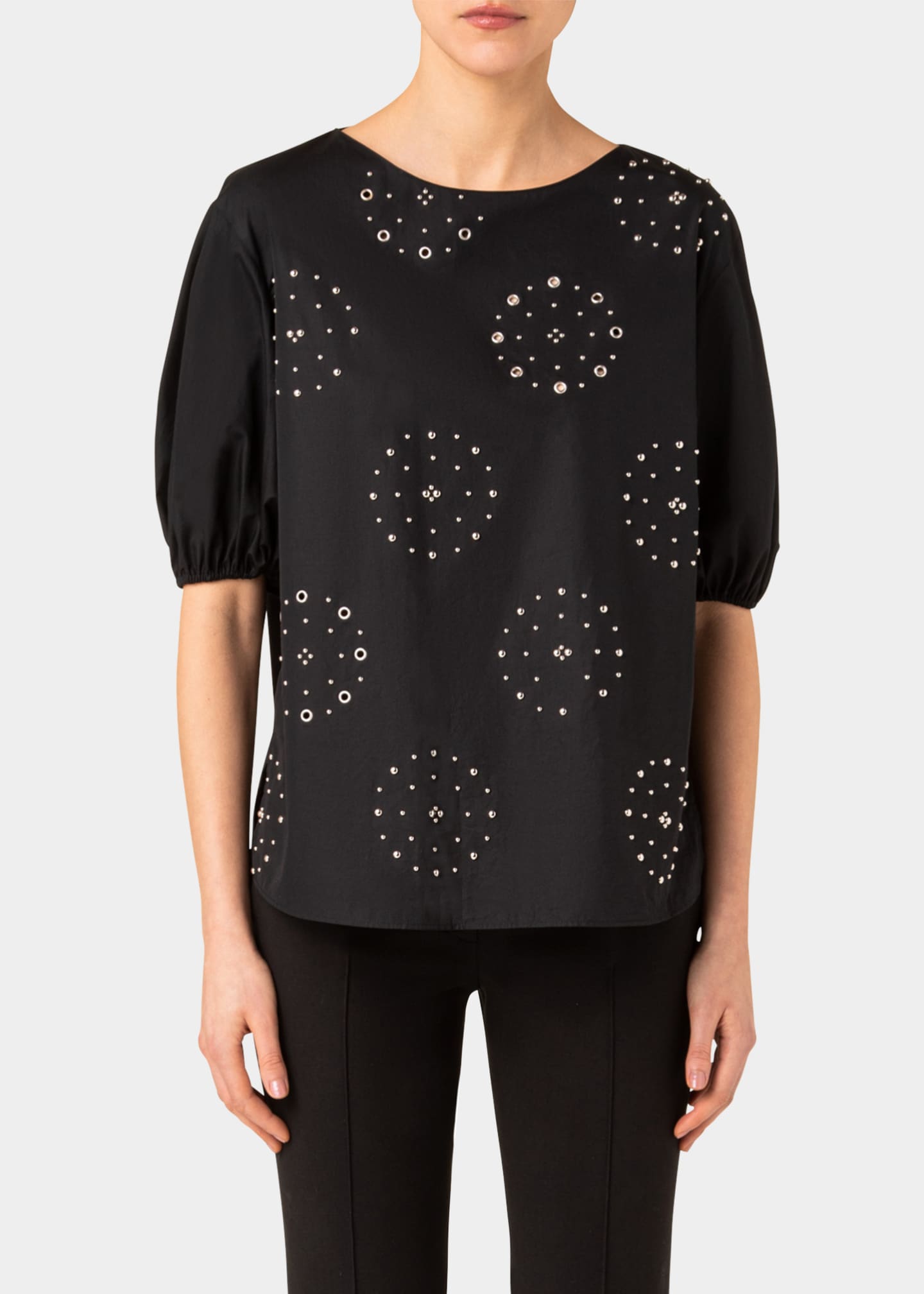 Akris punto Medallion Eyelet Embroidered Poplin Blouse Bergdorf Goodman