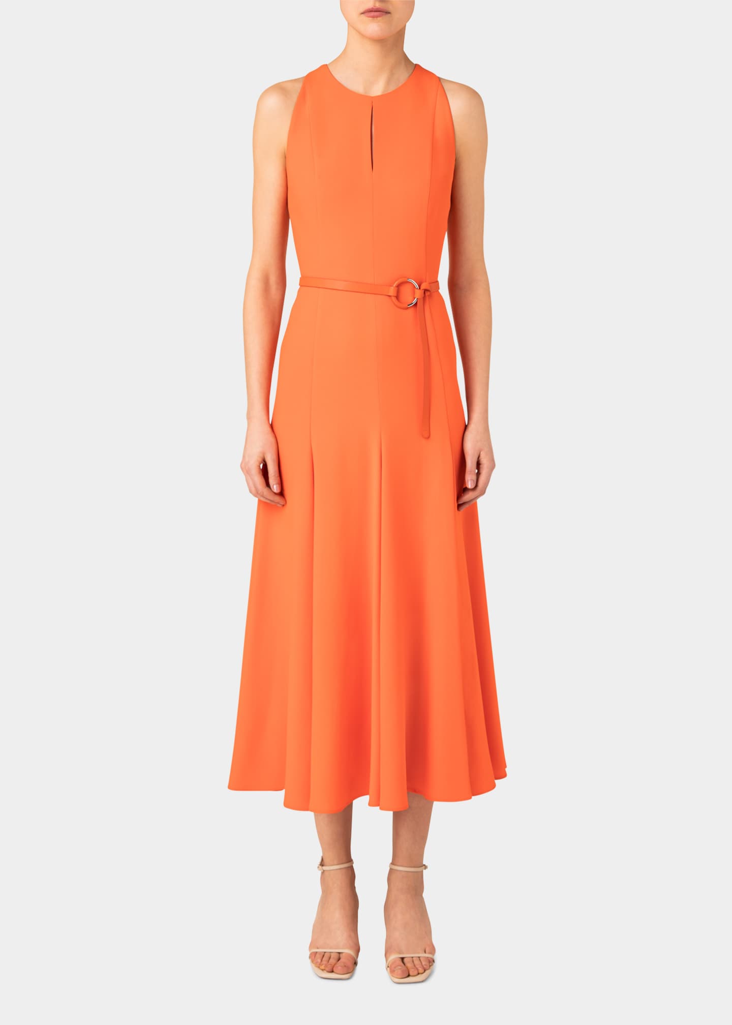 Akris punto Fit-and-Flare Belted Midi Dress - Bergdorf Goodman