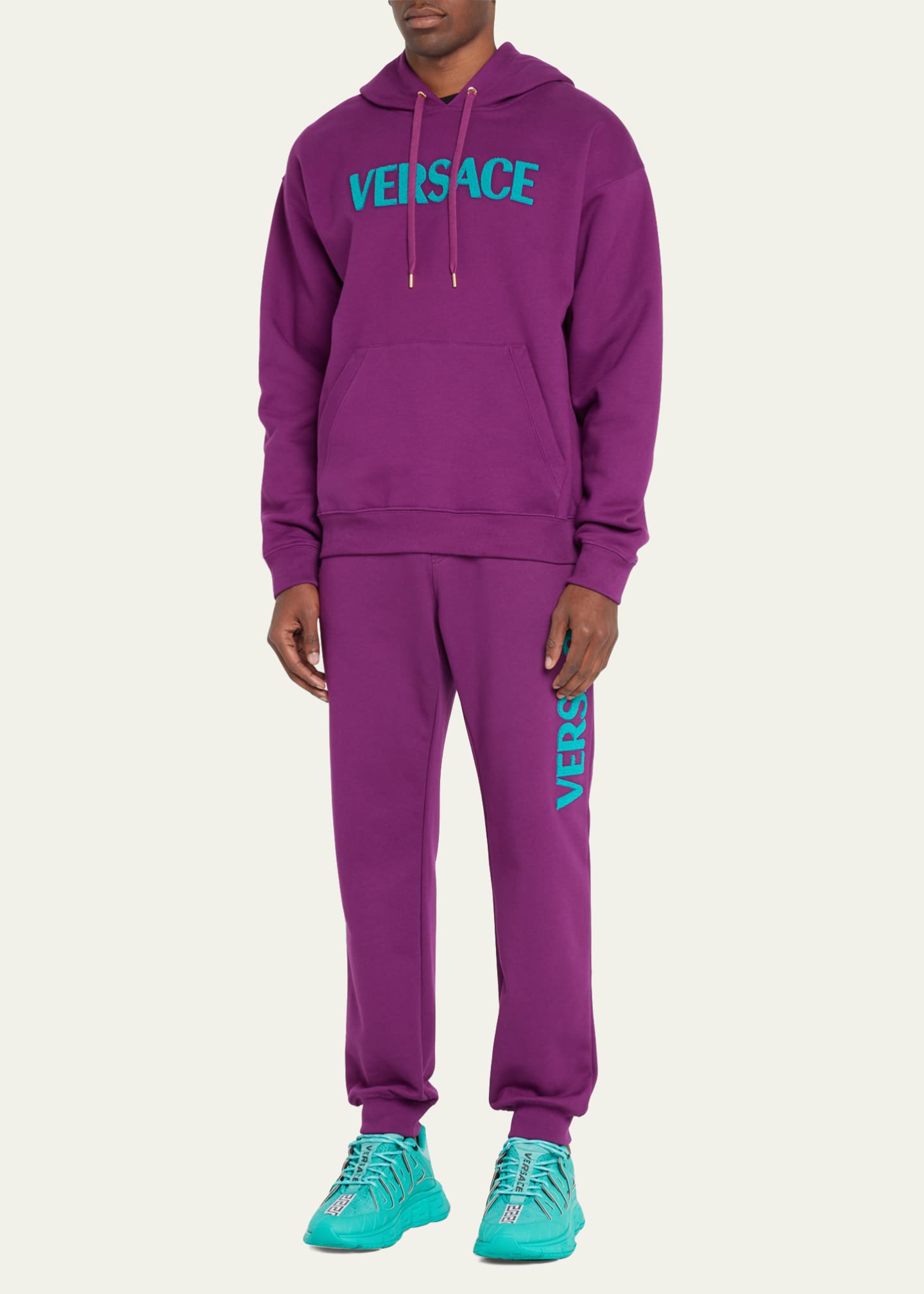 Versace Men's Trigreca FabricLeather Sneakers Bergdorf Goodman