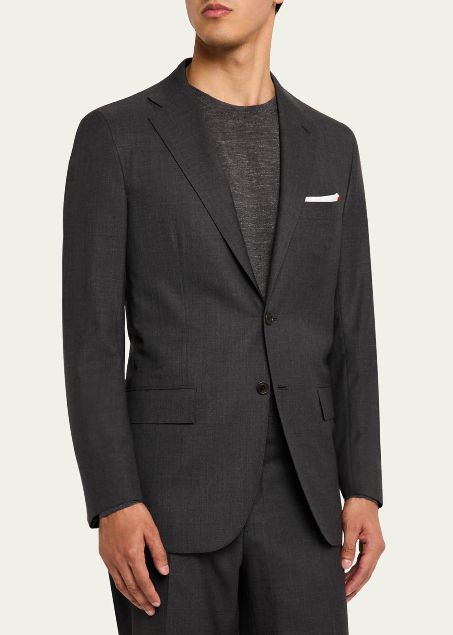 Kiton Men's Solid Wool-Silk Suit Image 4 of 8