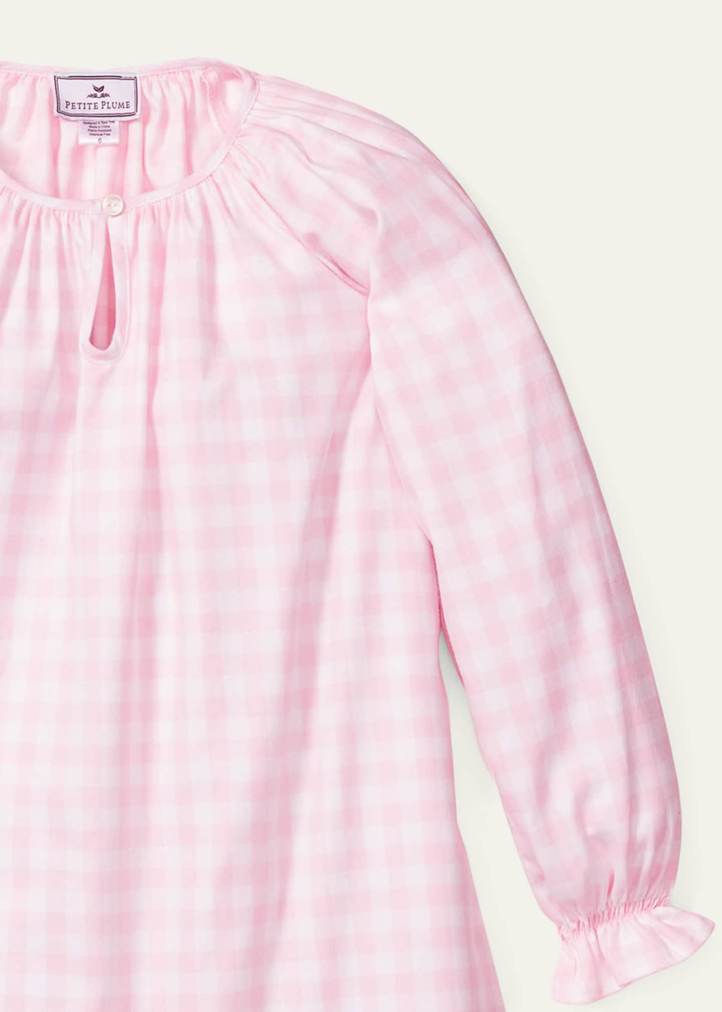 Petite Plume Girl's Delphine Gingham Nightgown, Size 6M-14 Image 2 of 3