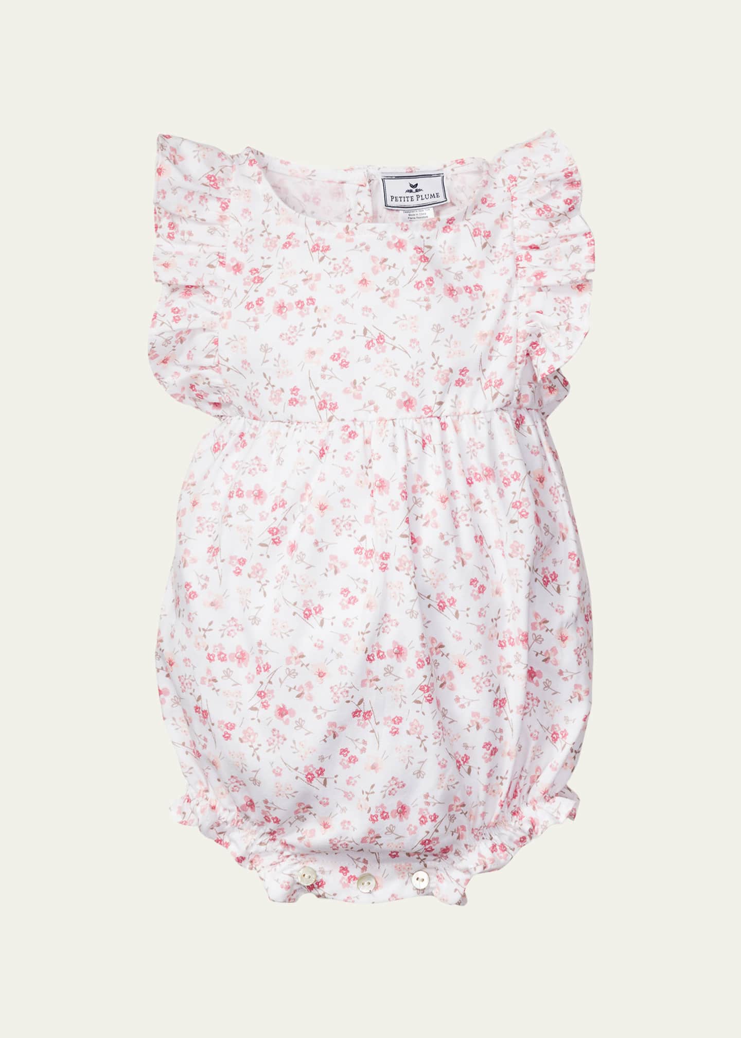 Petite Plume Girl's Dorset Floral Ruffled Romper, Size Newborn-24M Image 1 of 3