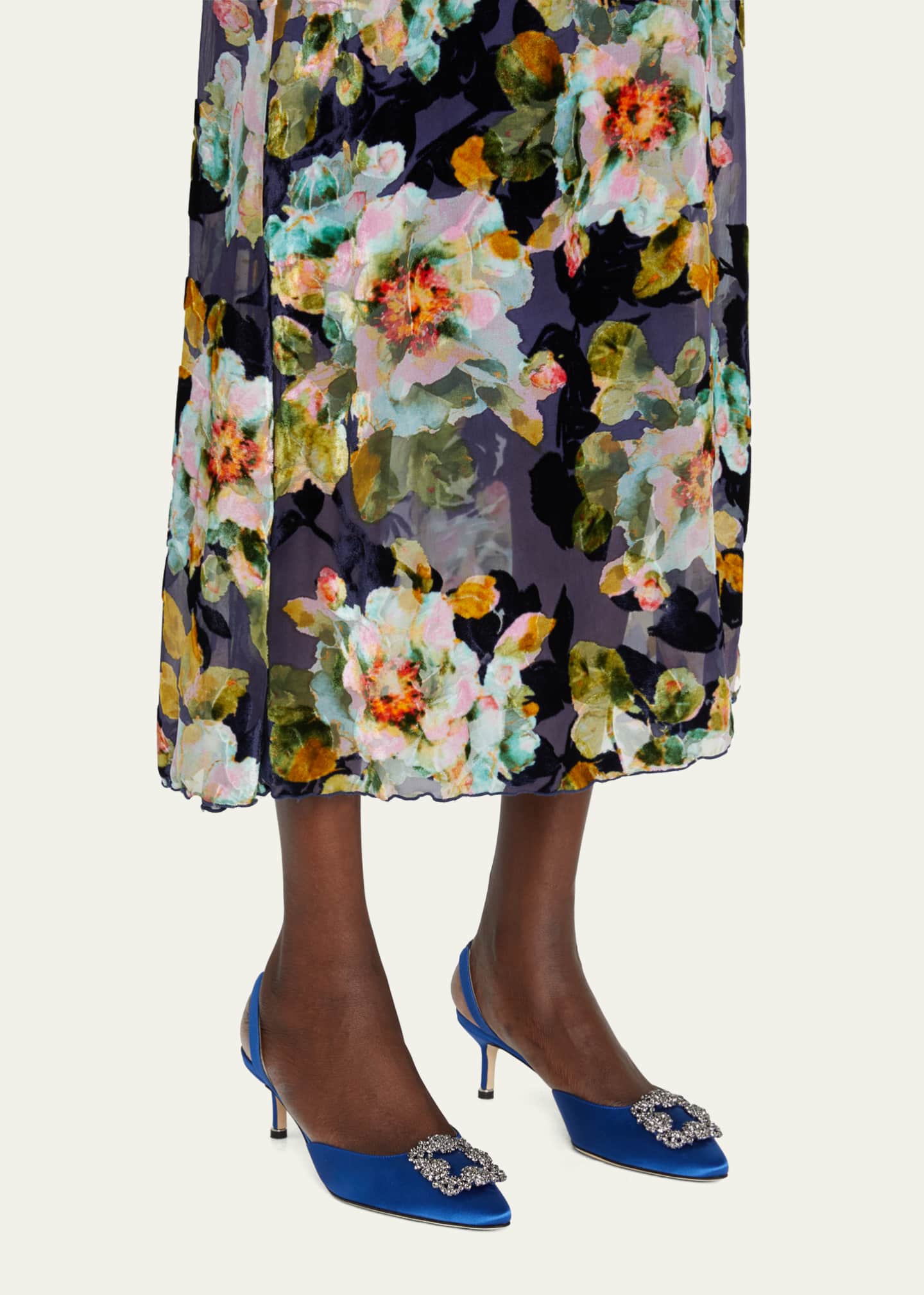 Manolo Blahnik Hangisi Crystal Buckle Slingback Pumps Image 2 of 5