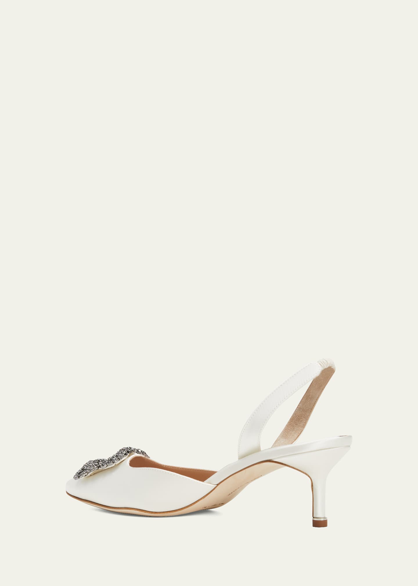 Manolo Blahnik Hangsi Satin Crystal-Buckle Halter Pumps Image 4 of 5