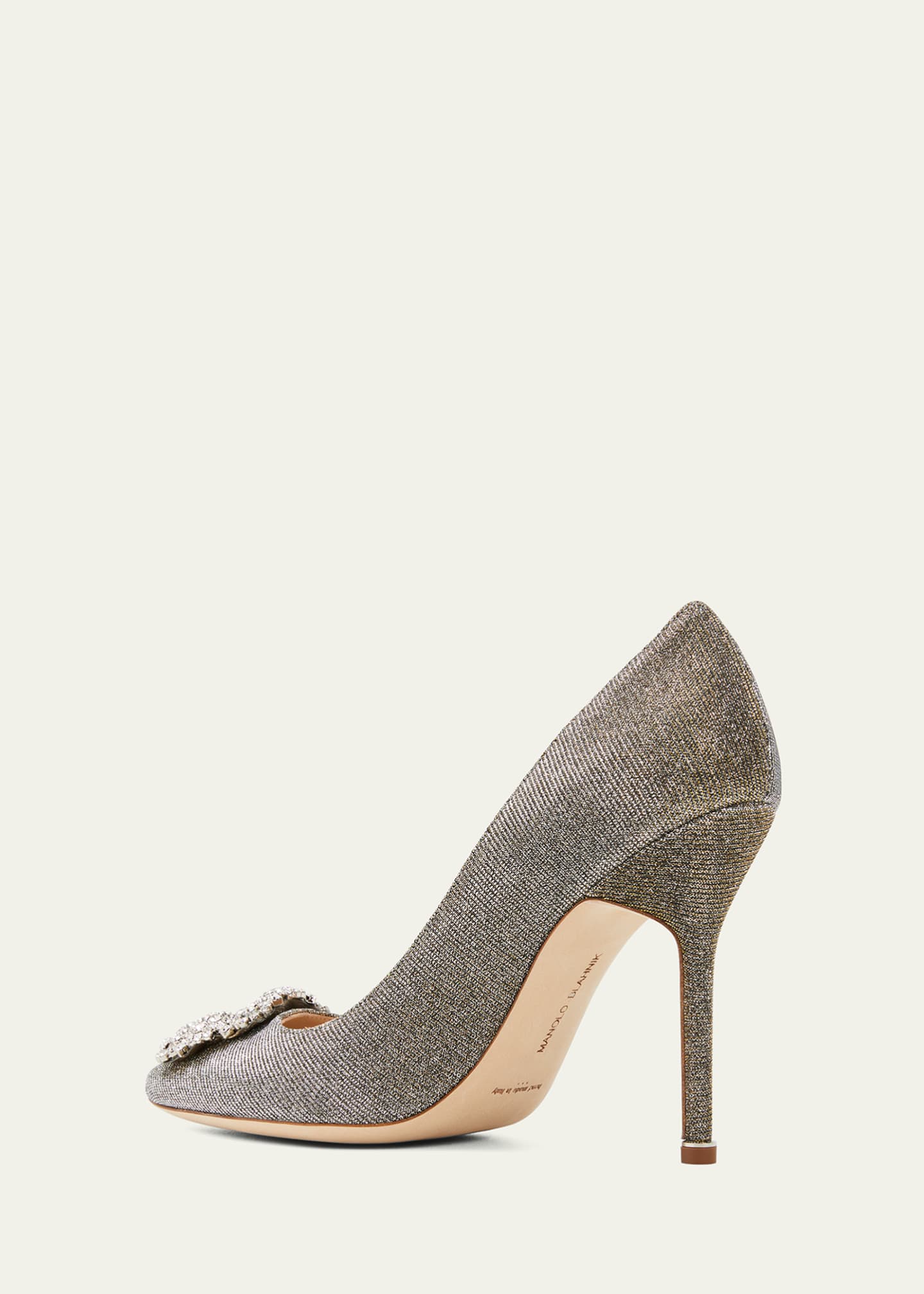 Manolo Blahnik Hangisi 105mm Metallic Buckle Pumps Image 4 of 5