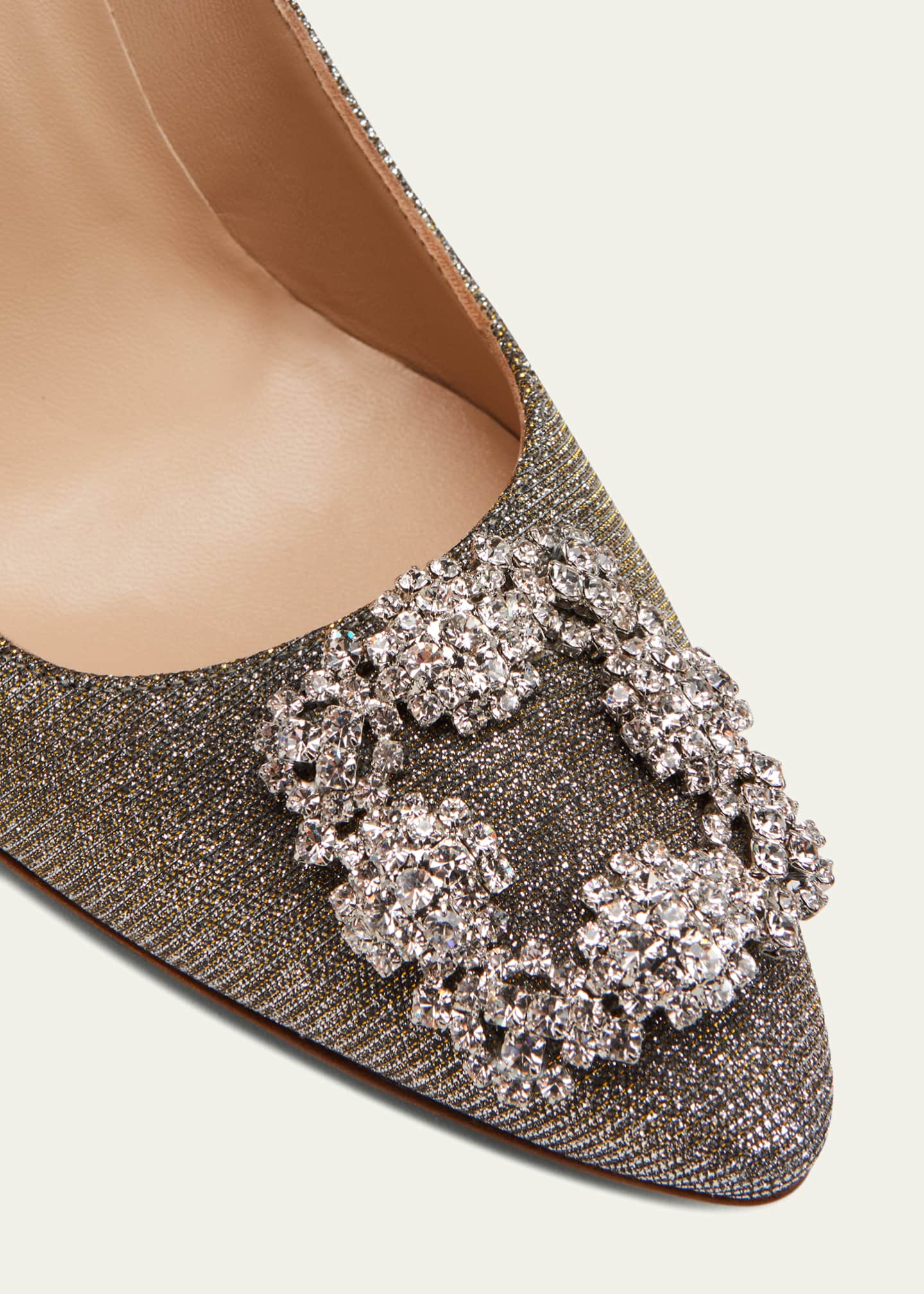 Manolo Blahnik Hangisi 105mm Metallic Buckle Pumps Image 5 of 5