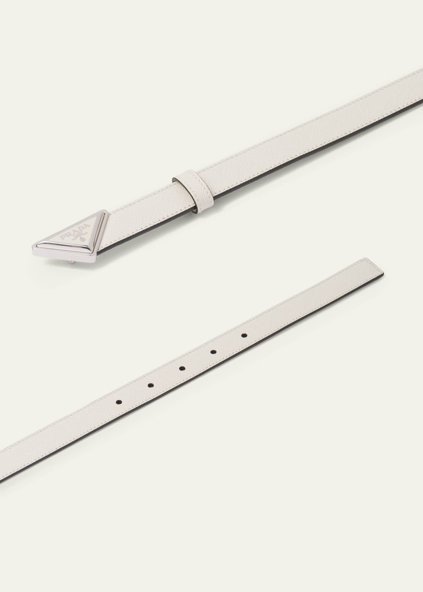 Triangle Logo Saffiano Leather Buckle Belt
