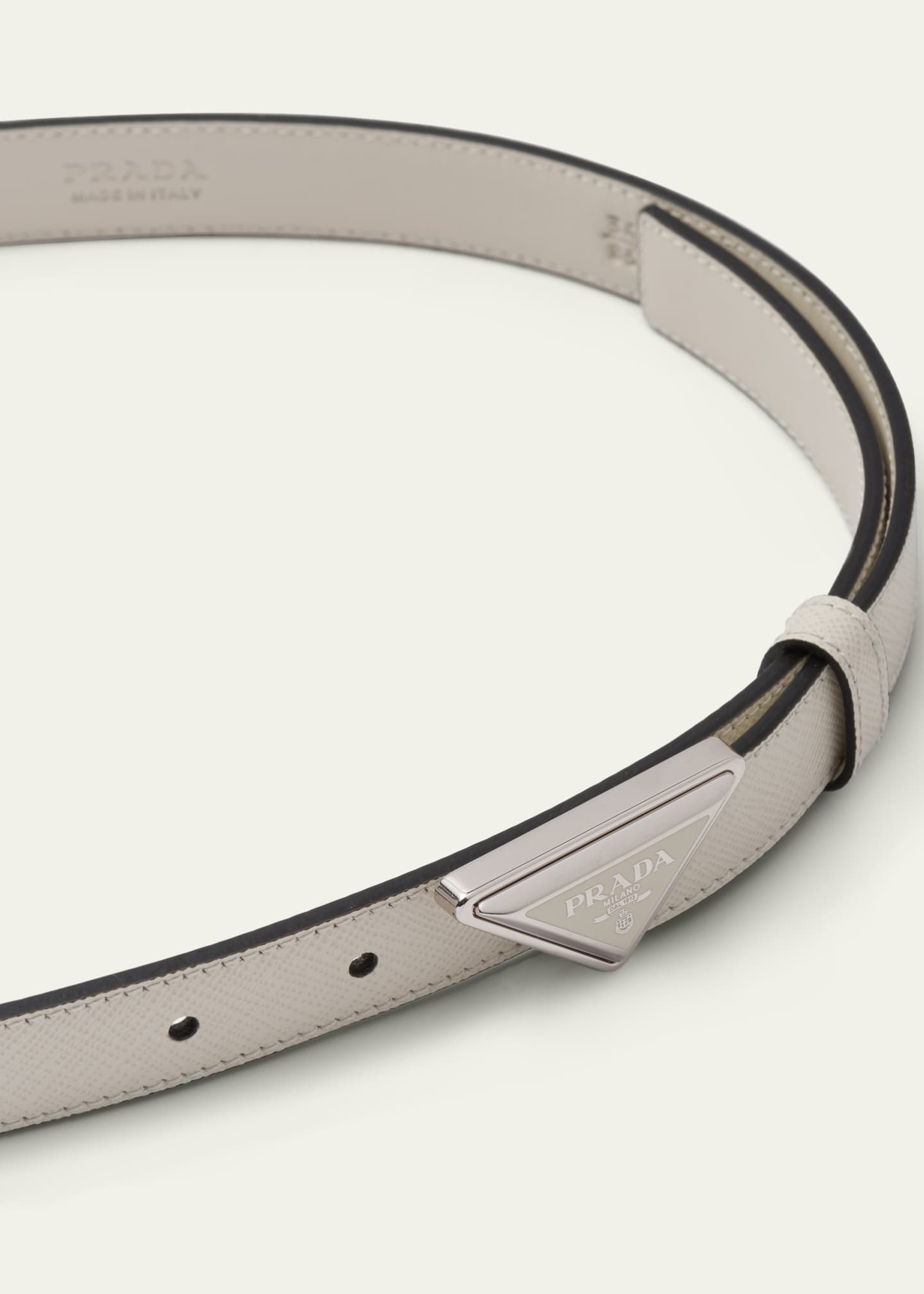 Triangle Logo Saffiano Leather Buckle Belt
