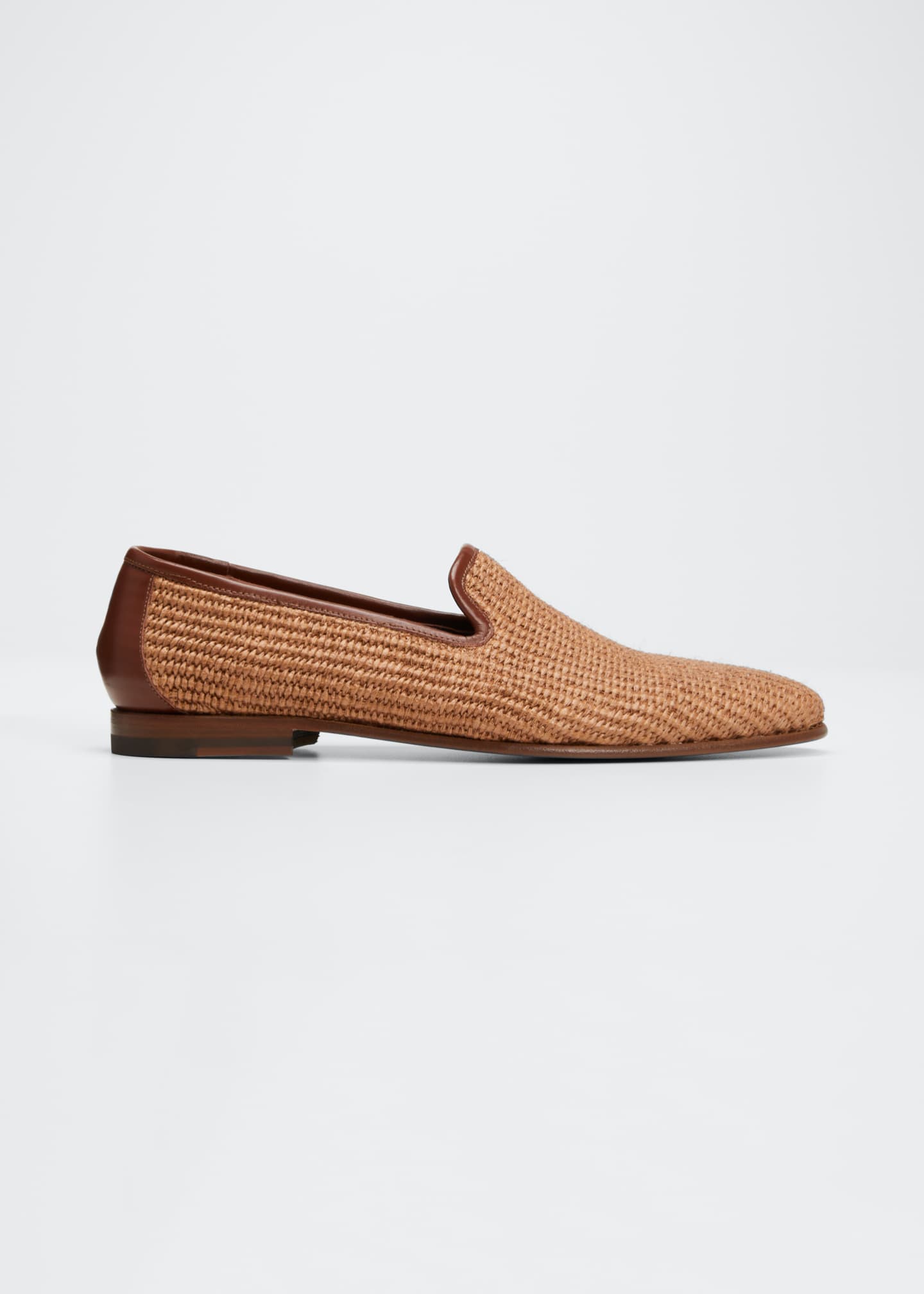 Manolo Blahnik Men's Raffia Woven Leather Loafers - Bergdorf Goodman