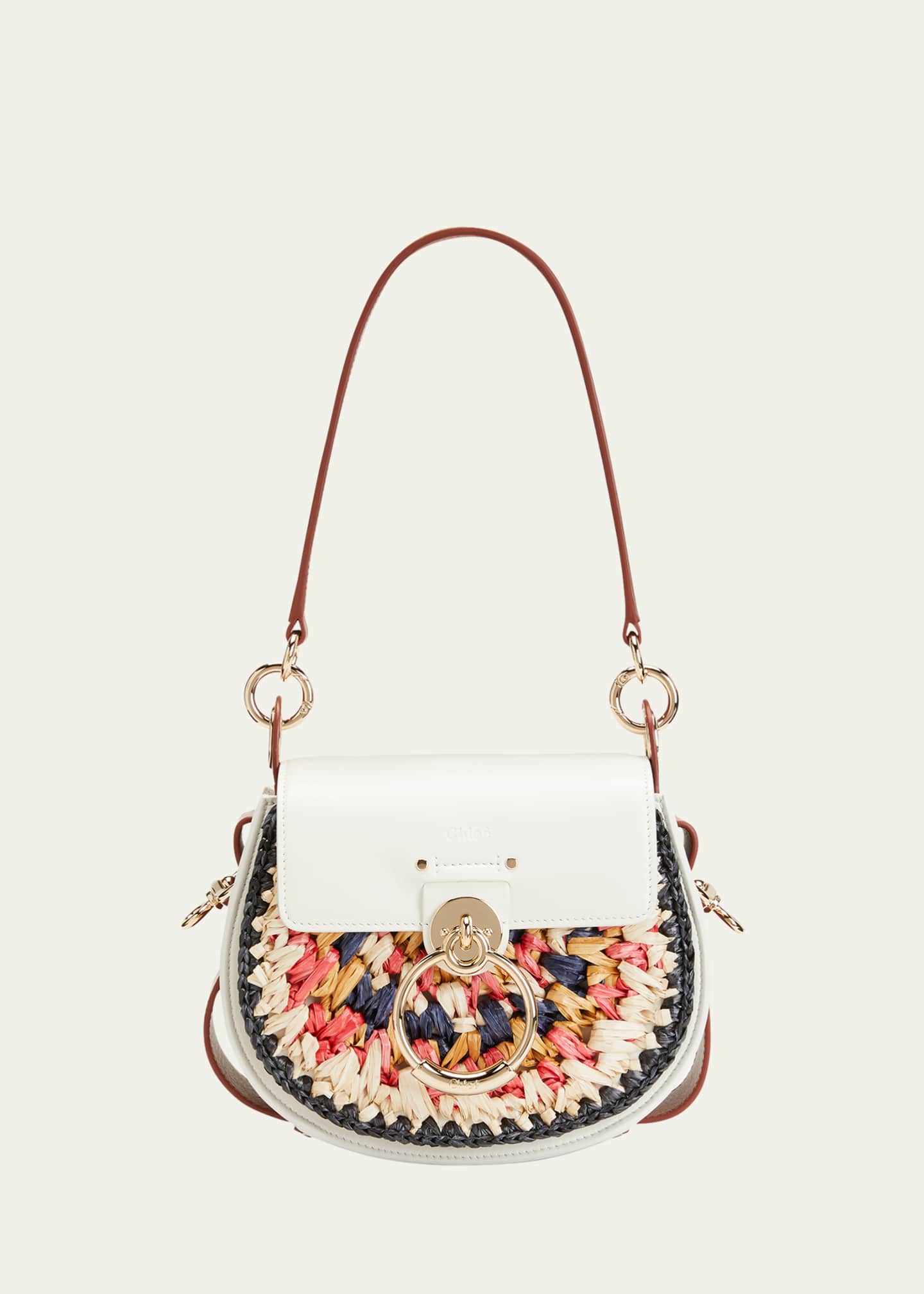 Chloe Tess Multicolor Raffia Saddle Crossbody Bag Bergdorf Goodman