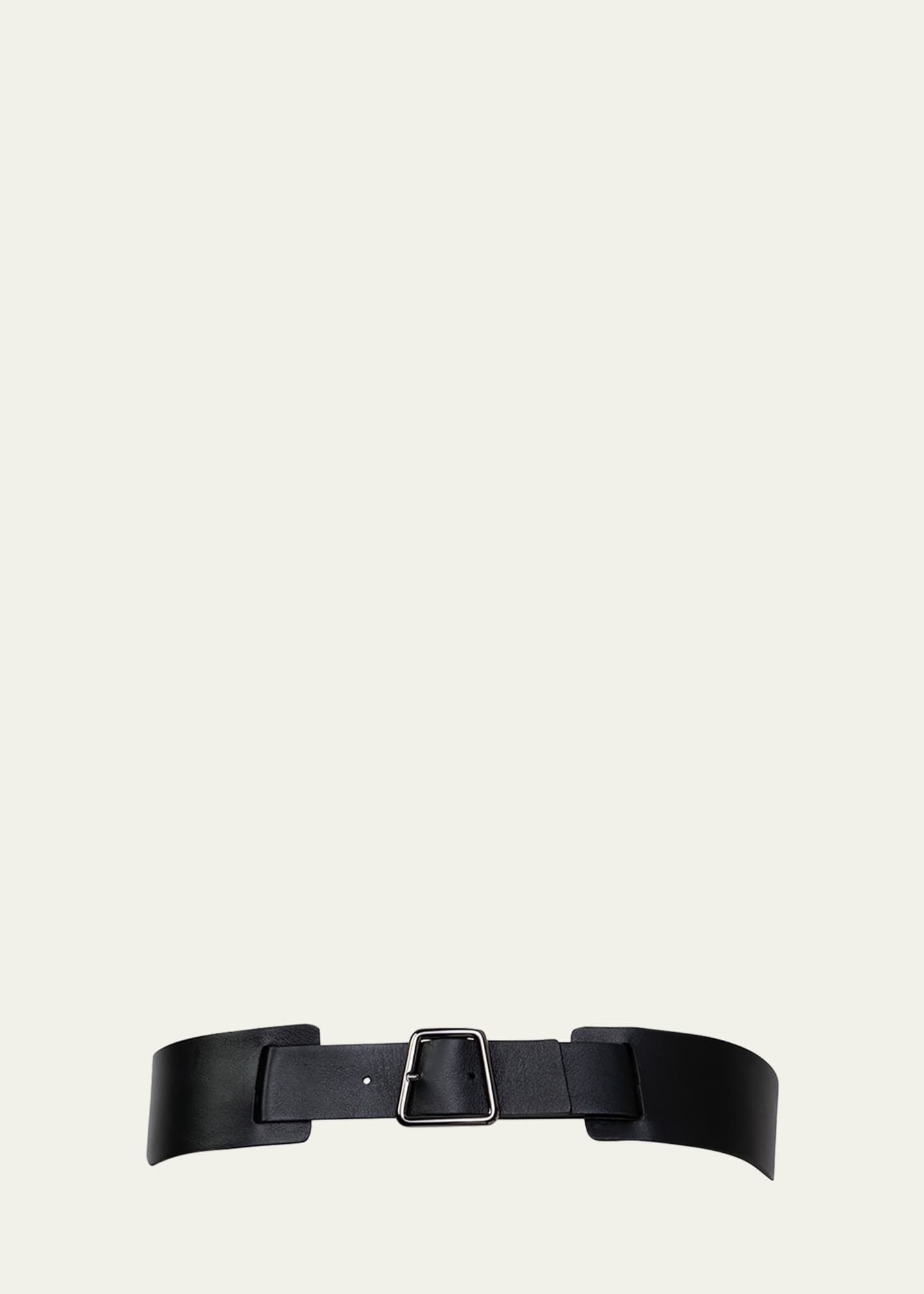 Off-White OW initials Black Leather Belt, Women's, 30in / 75cm, Belts Leather Belts