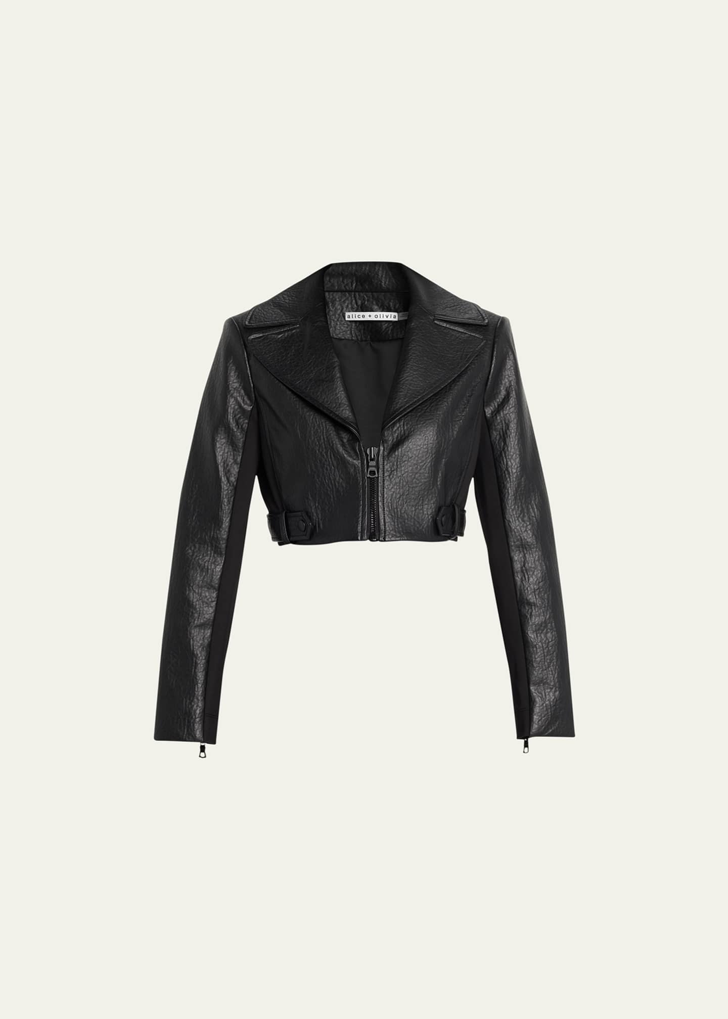 Alice + Olivia Yardley Vegan-Leather Cropped Jacket - Bergdorf Goodman