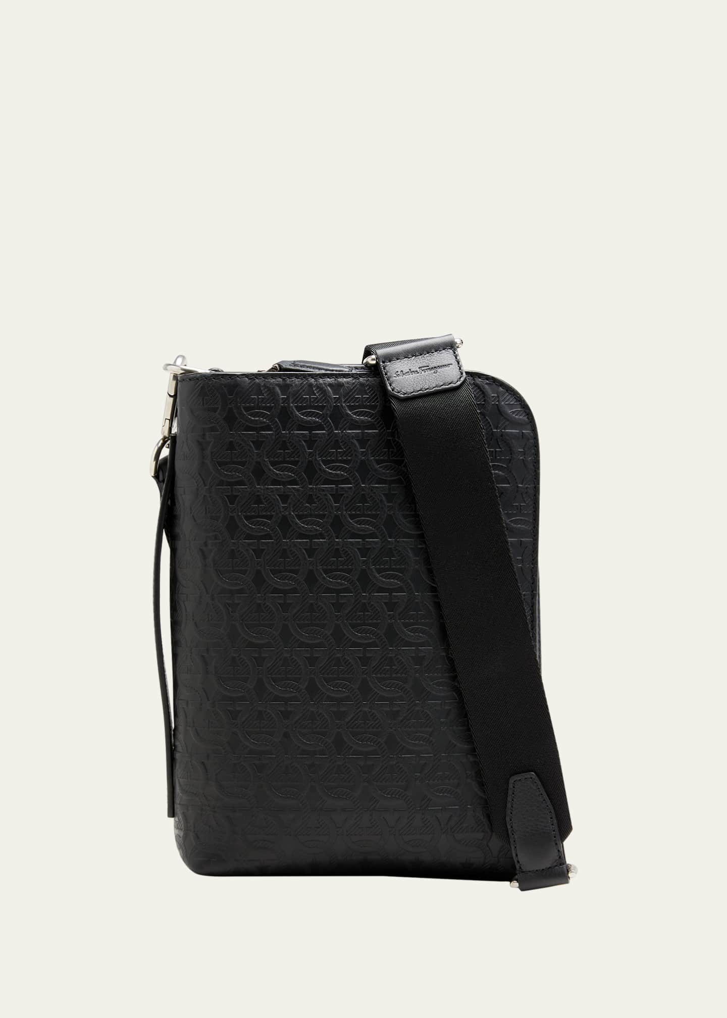 Ferragamo Men s Travel Gancini Embossed Leather Shoulder Bag