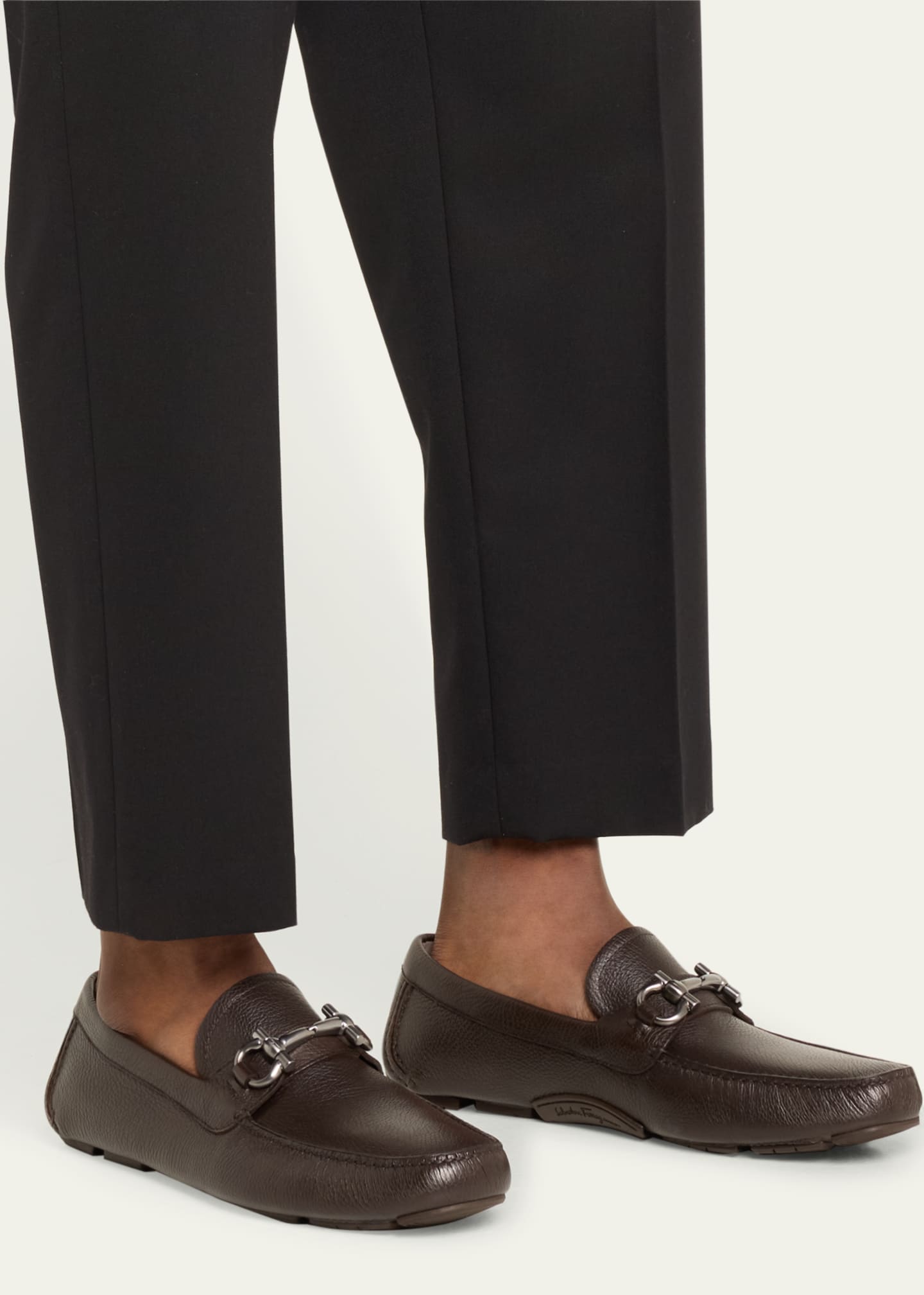 Ferragamo Men's Parigi Gancini Leather Drivers Image 2 of 6