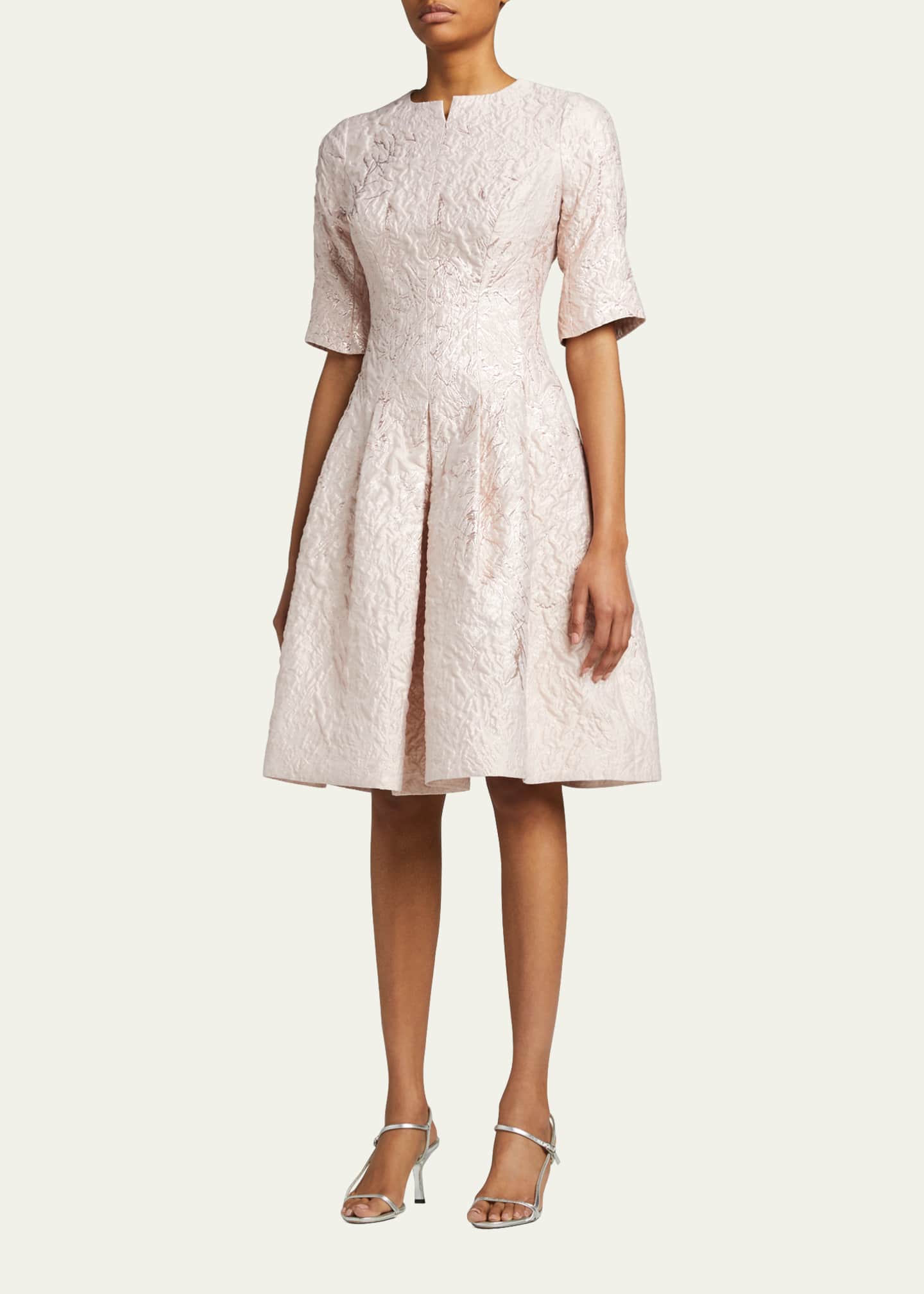 Rickie Freeman for Teri Jon Metallic Jacquard Fit&Flare Dress