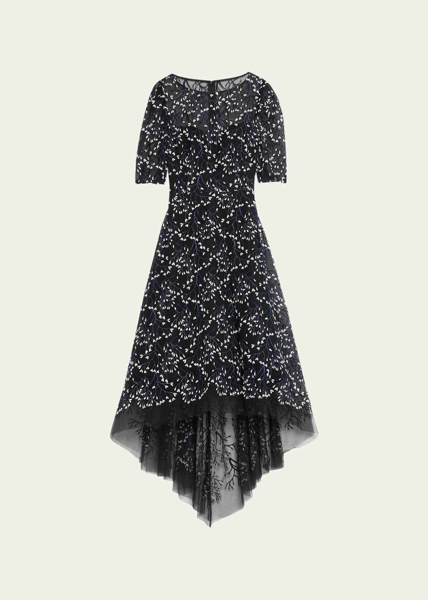 Rickie Freeman for Teri Jon 3D Lace High Low Cocktail Dress