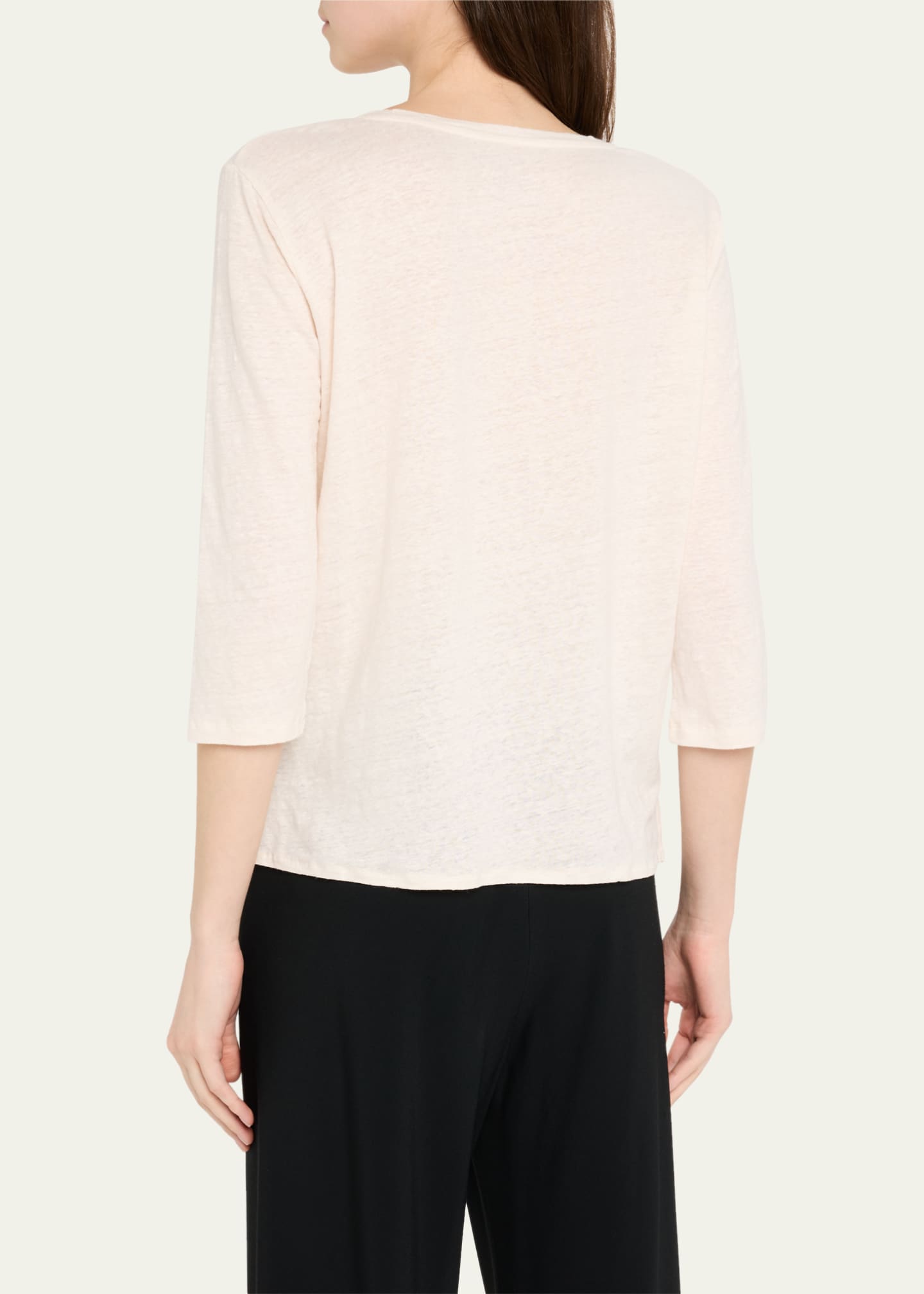 Majestic V-Neck Stretch Linen Tee Image 3 of 5