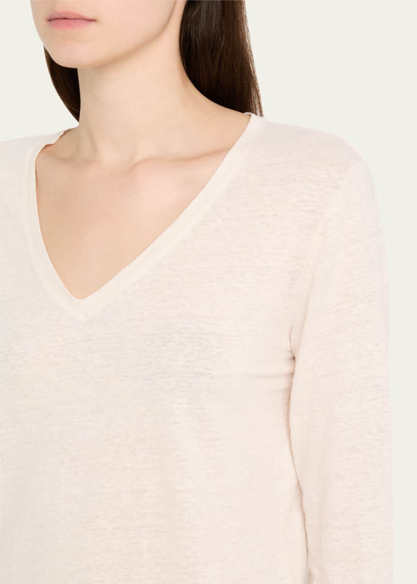 Majestic V-Neck Stretch Linen Tee Image 5 of 5