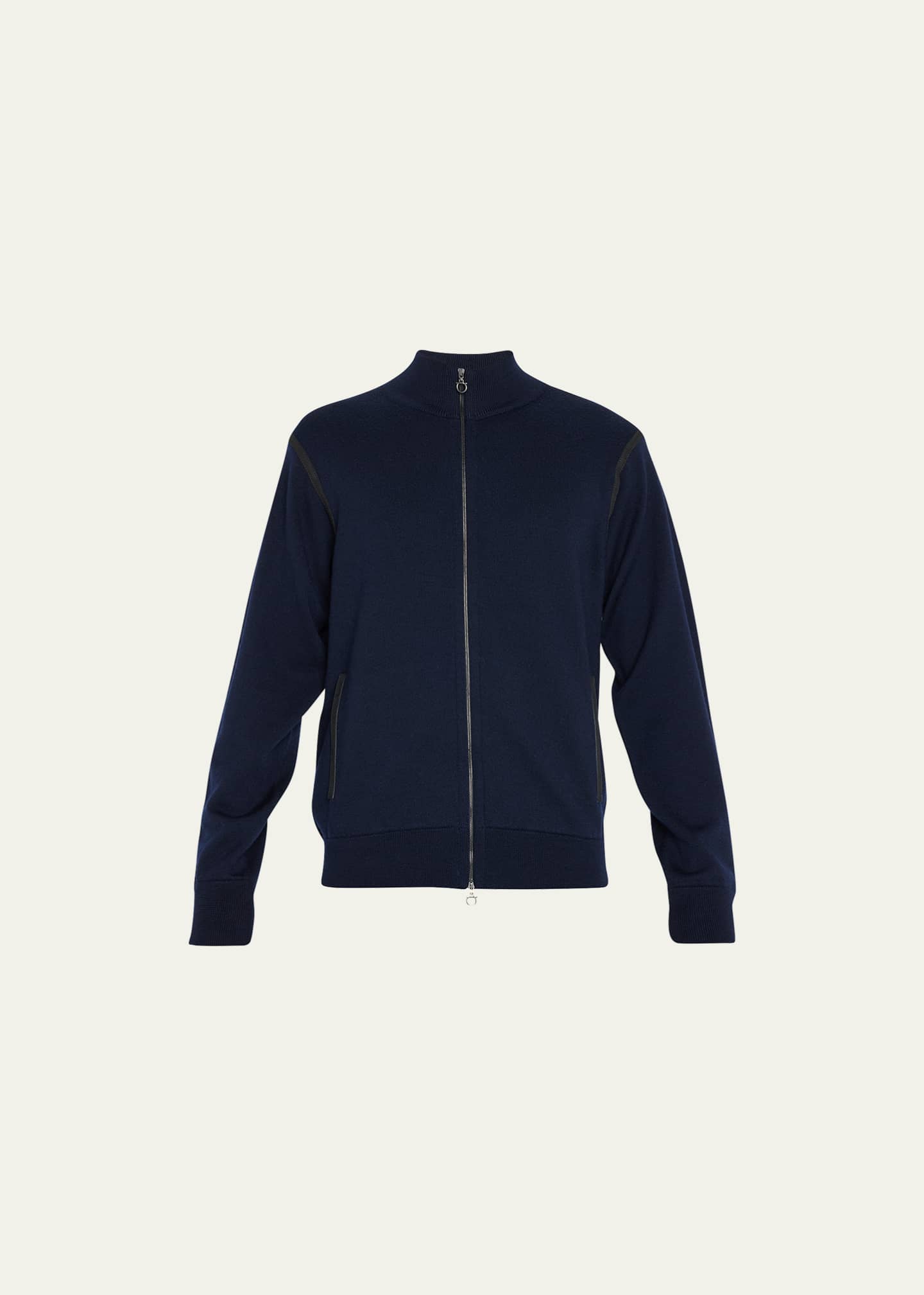 Ferragamo Men's Wool Track Jacket with Leather Details - Bergdorf Goodman