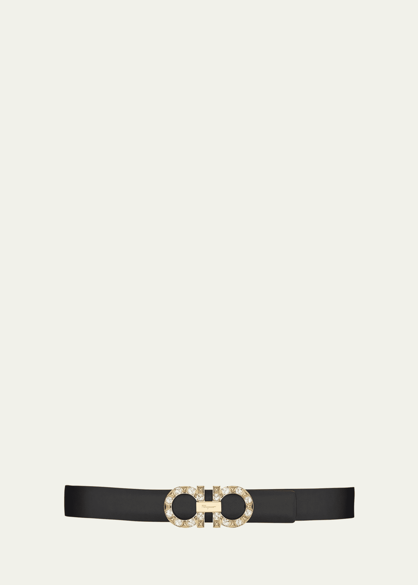 Ferragamo Gancini Crystal Leather Buckle Belt