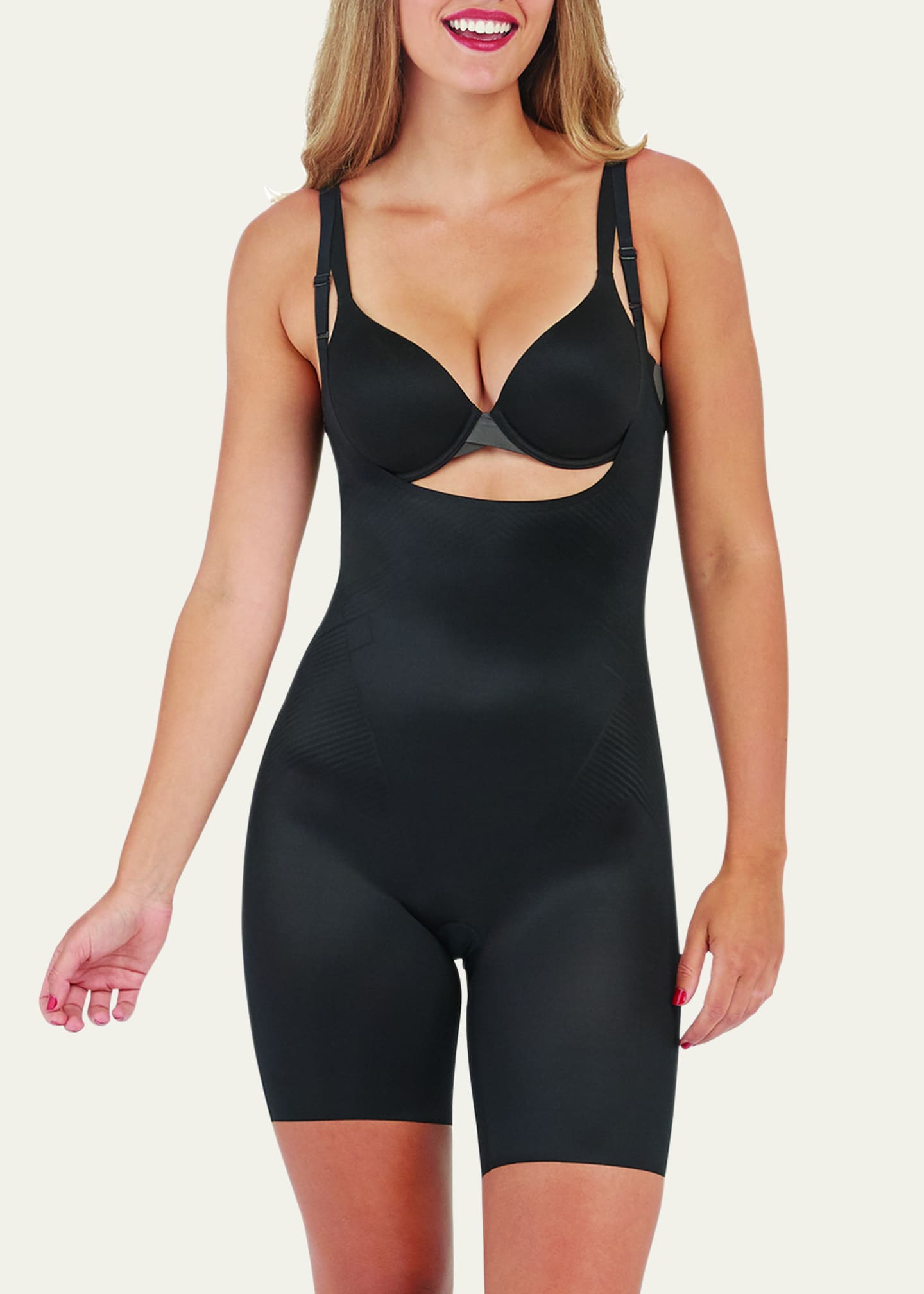 Thinstincts® 2.0 Open Bust Mid-Thigh Bodysuit