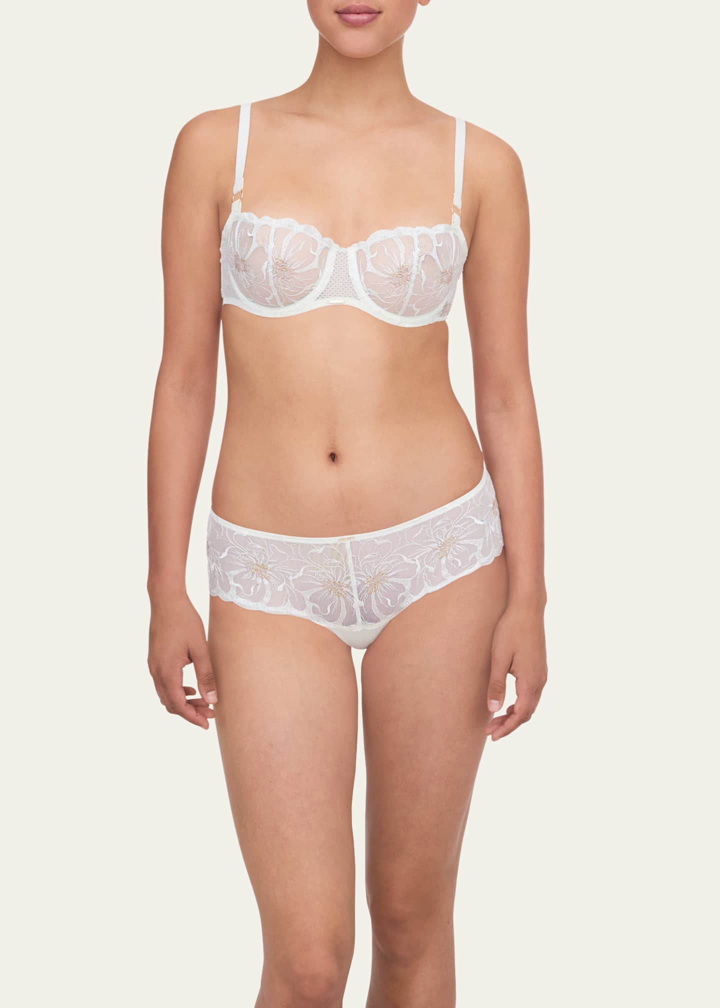 Chantelle Fleur Floral-Embroidered Scalloped Demi Bra Image 2 of 5