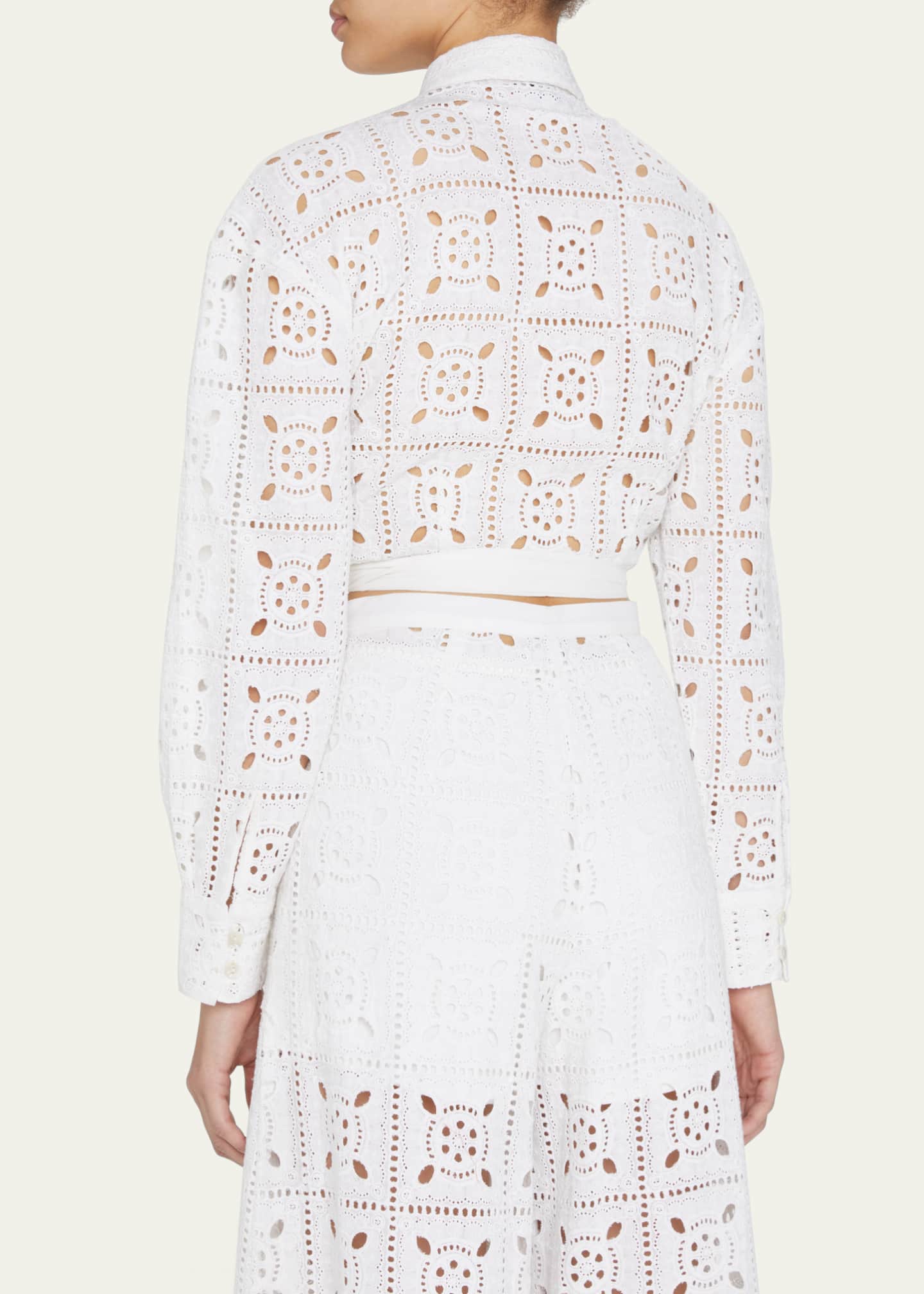 Miguelina Savannah Embroidered Crop Wrap Top - Bergdorf Goodman