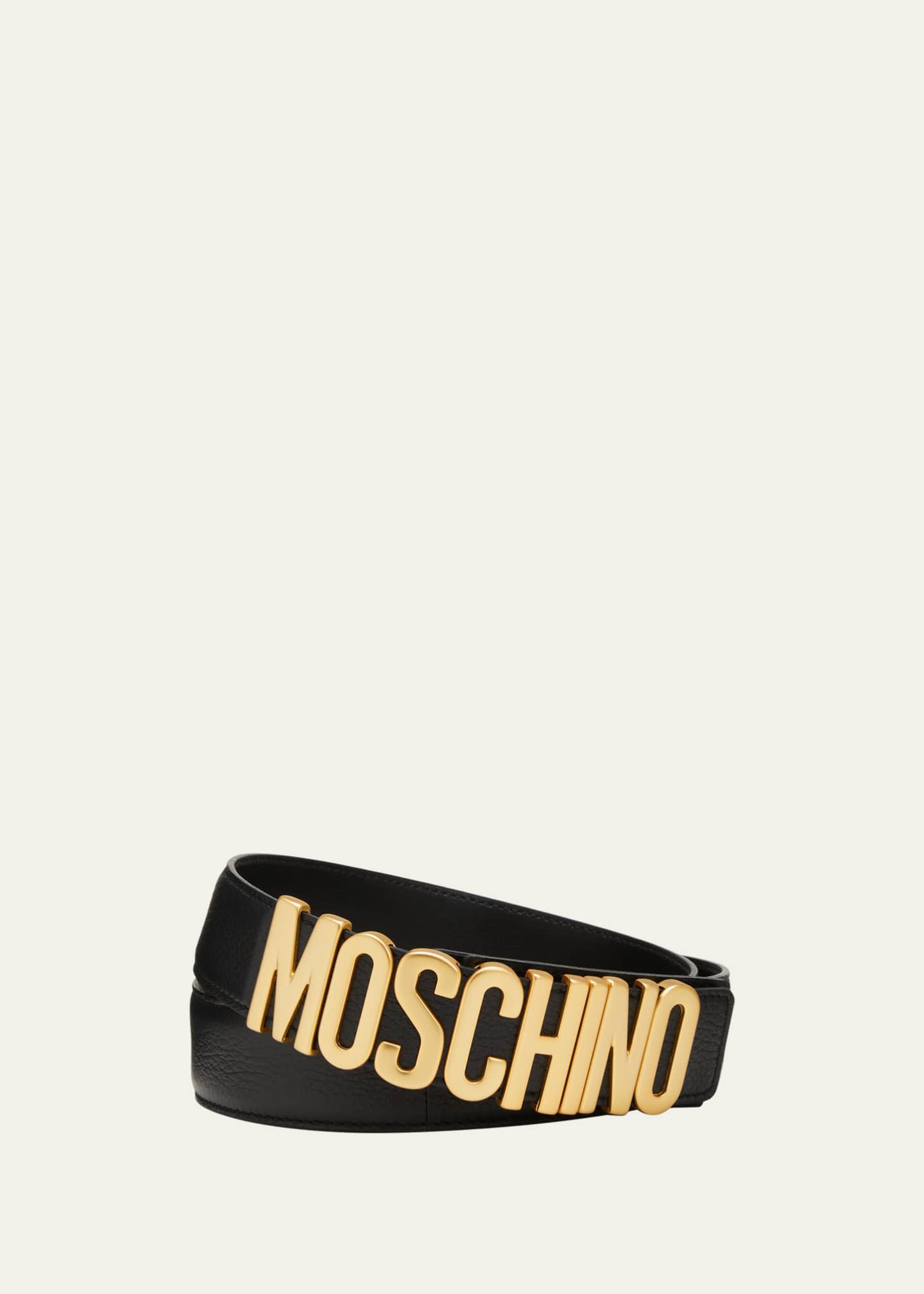 Moschino Men's Leather Logo Belt - Bergdorf Goodman
