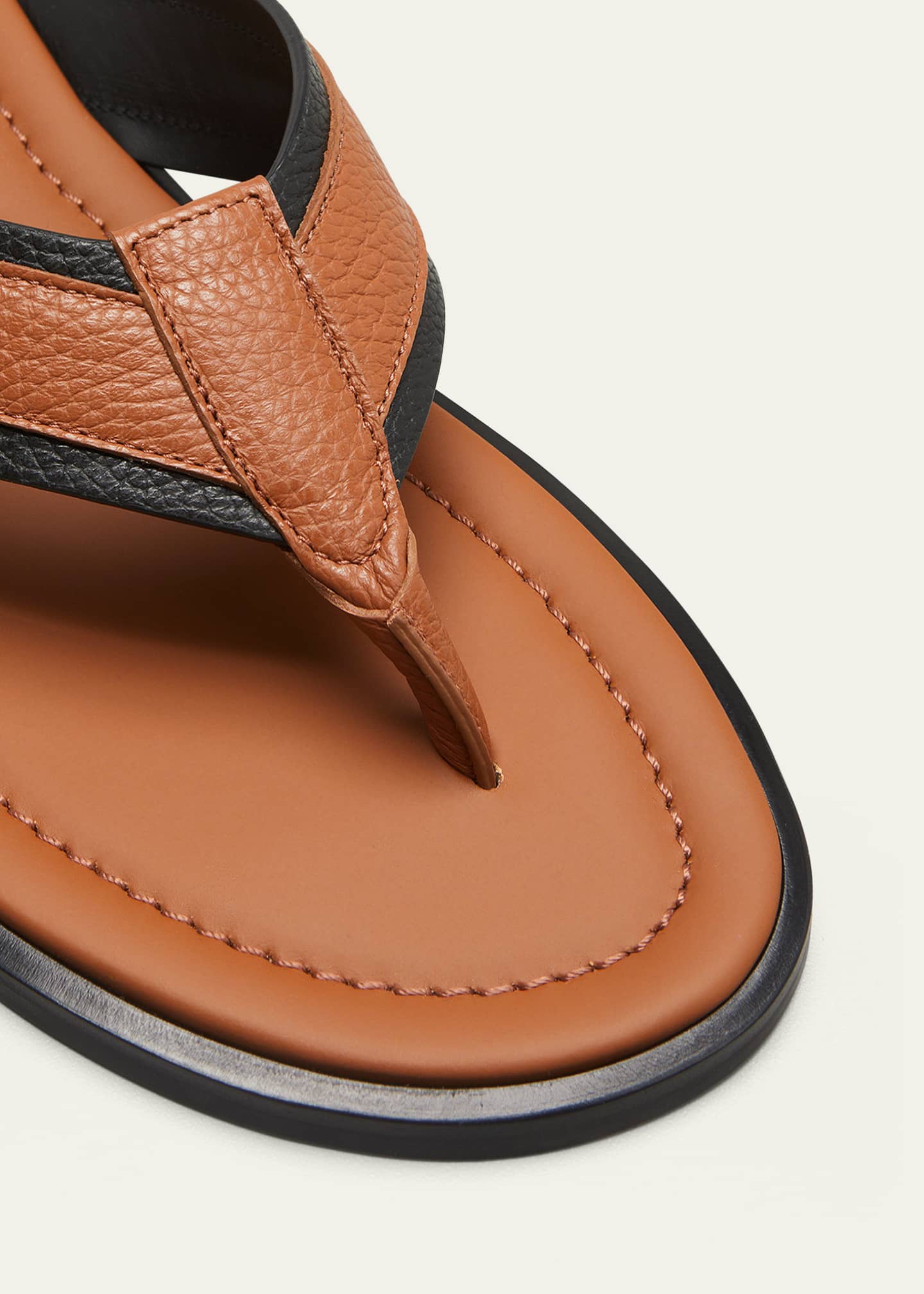 Giorgio Armani Men's Leather Logo Thong Sandals - Bergdorf Goodman