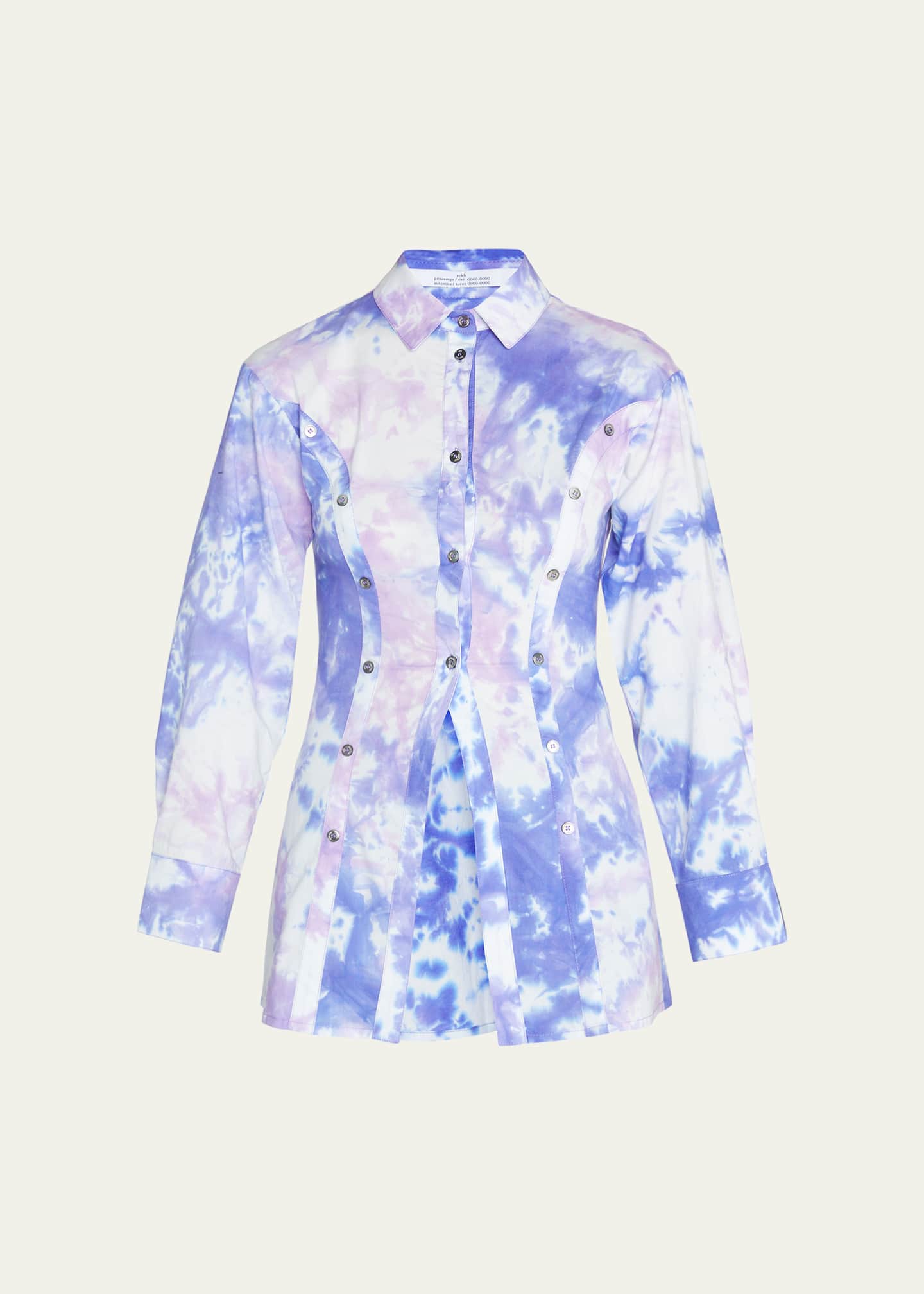 Rokh Multi-Button Tie-Dye Cotton Shirt - Bergdorf Goodman