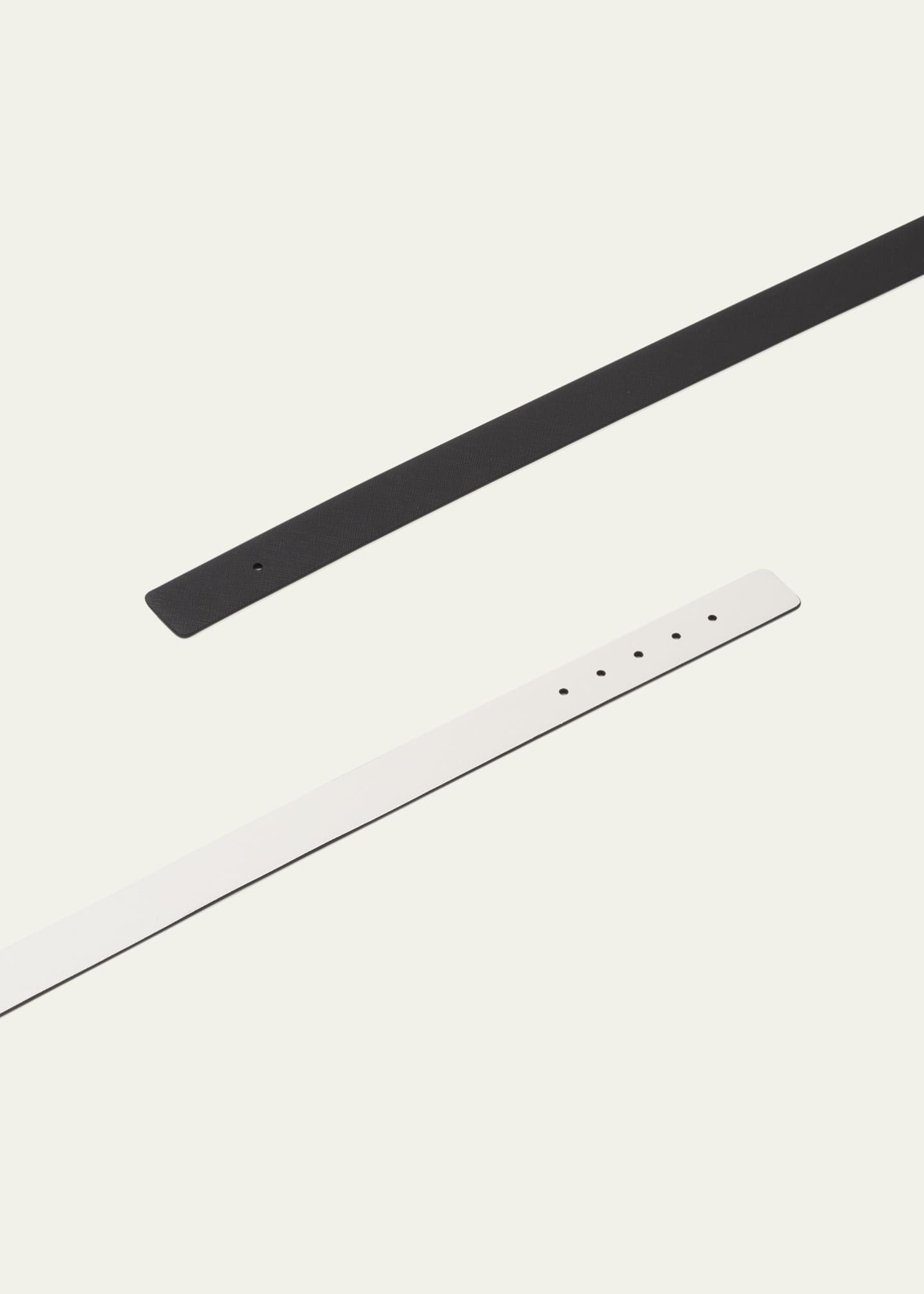 Prada Men's Reversible Saffiano Leather Belt Strap Image 3 of 4