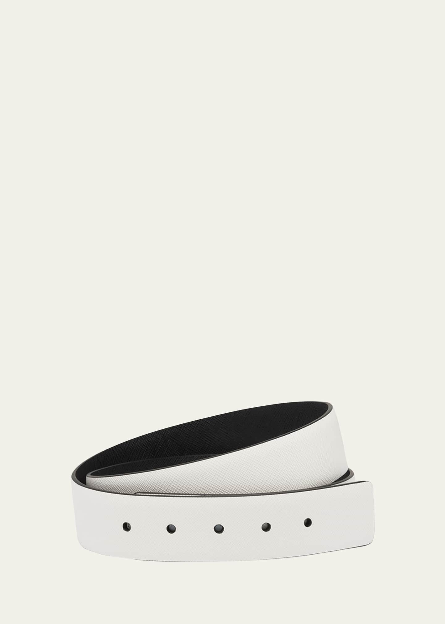 Prada Men's Reversible Saffiano Leather Belt Strap Image 1 of 4