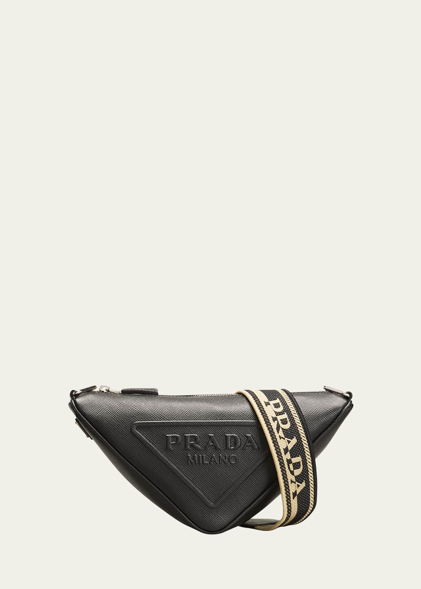 Prada Men's Saffiano Leather Logo Triangle Crossbody Bag - Bergdorf Goodman