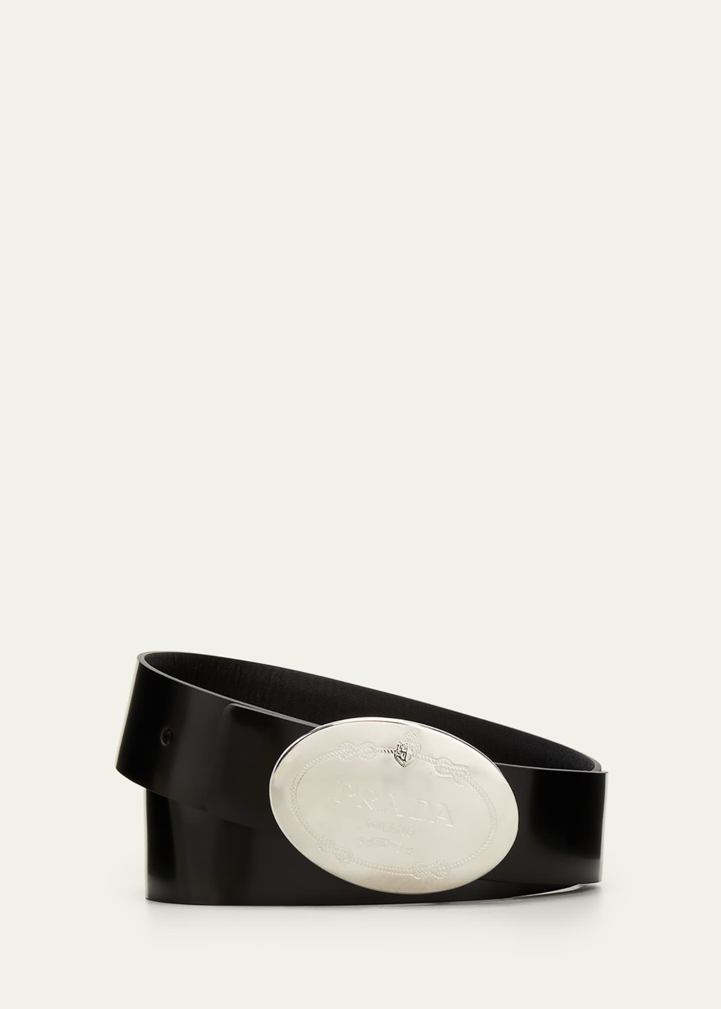 Prada Men's Spazzolato Leather Belt Strap Image 3 of 3
