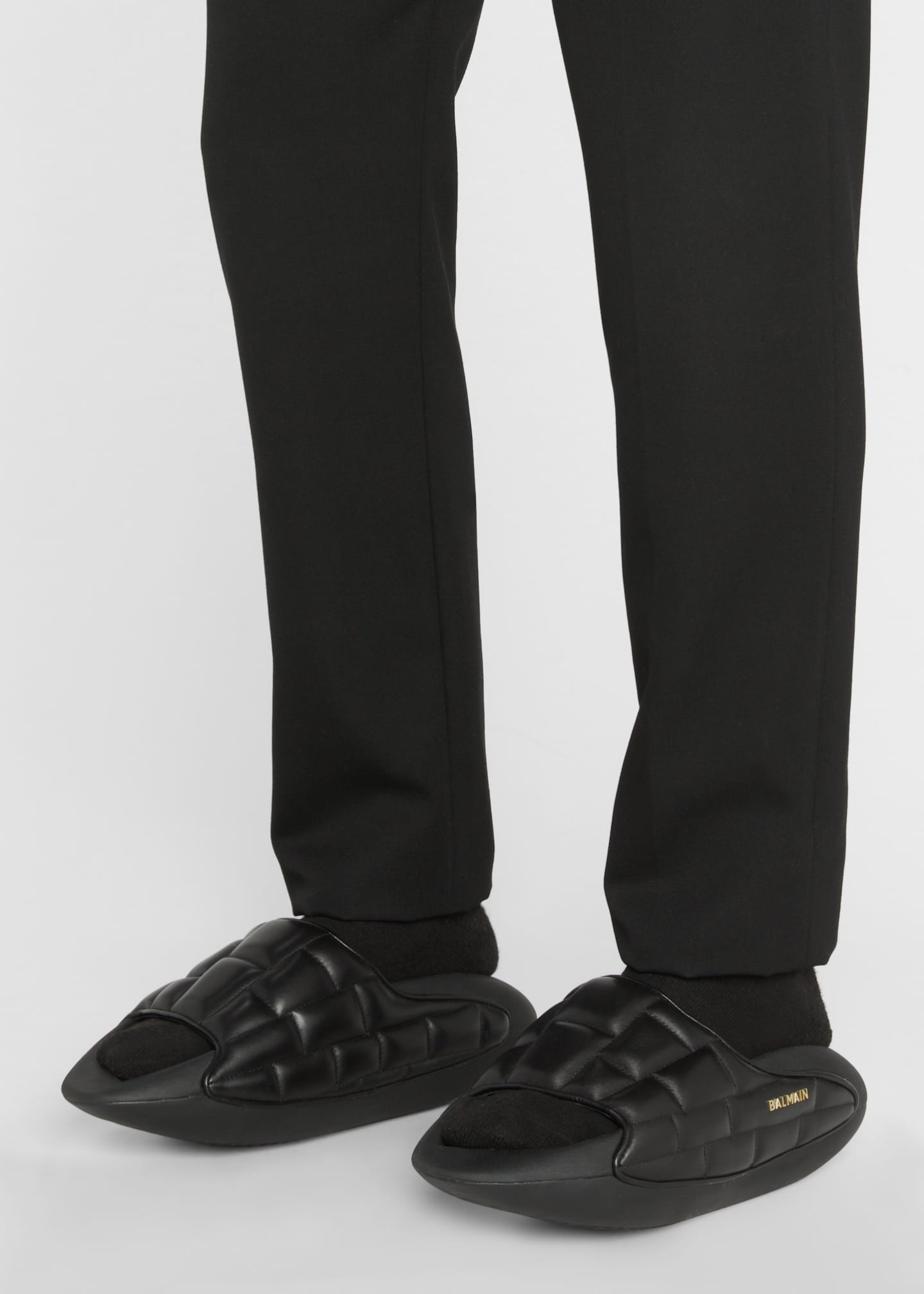 Balmain Men s Quilted Leather B IT Mule Slides Bergdorf Goodman
