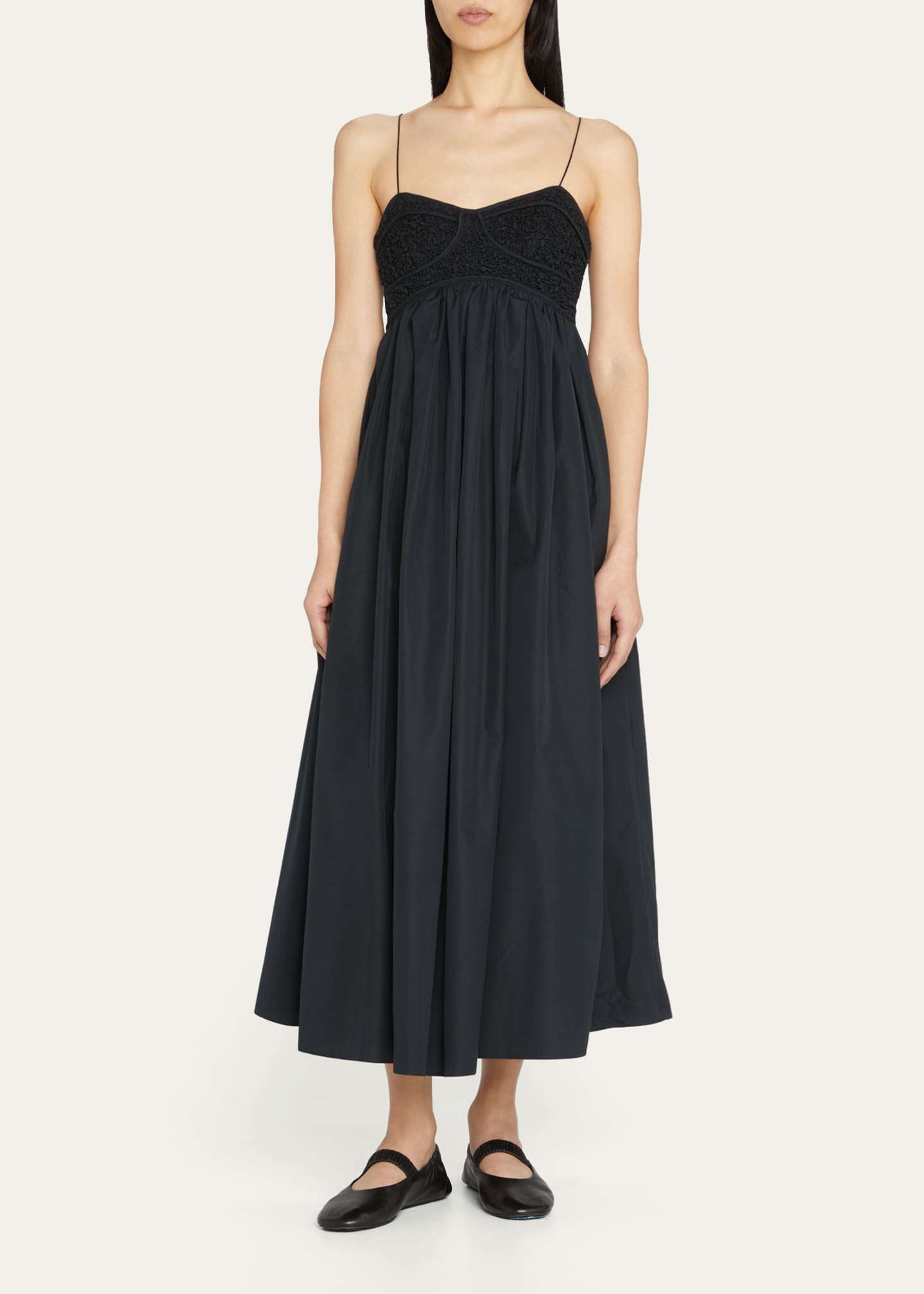 Cecilie Bahnsen Smocked Bodice Fit-&-Flare Maxi Dress - Bergdorf Goodman